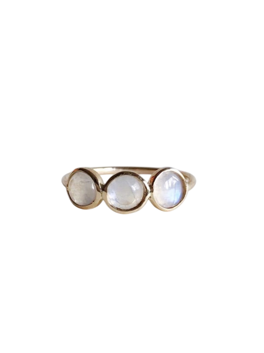 Triple Rainbow Moonstone Ring