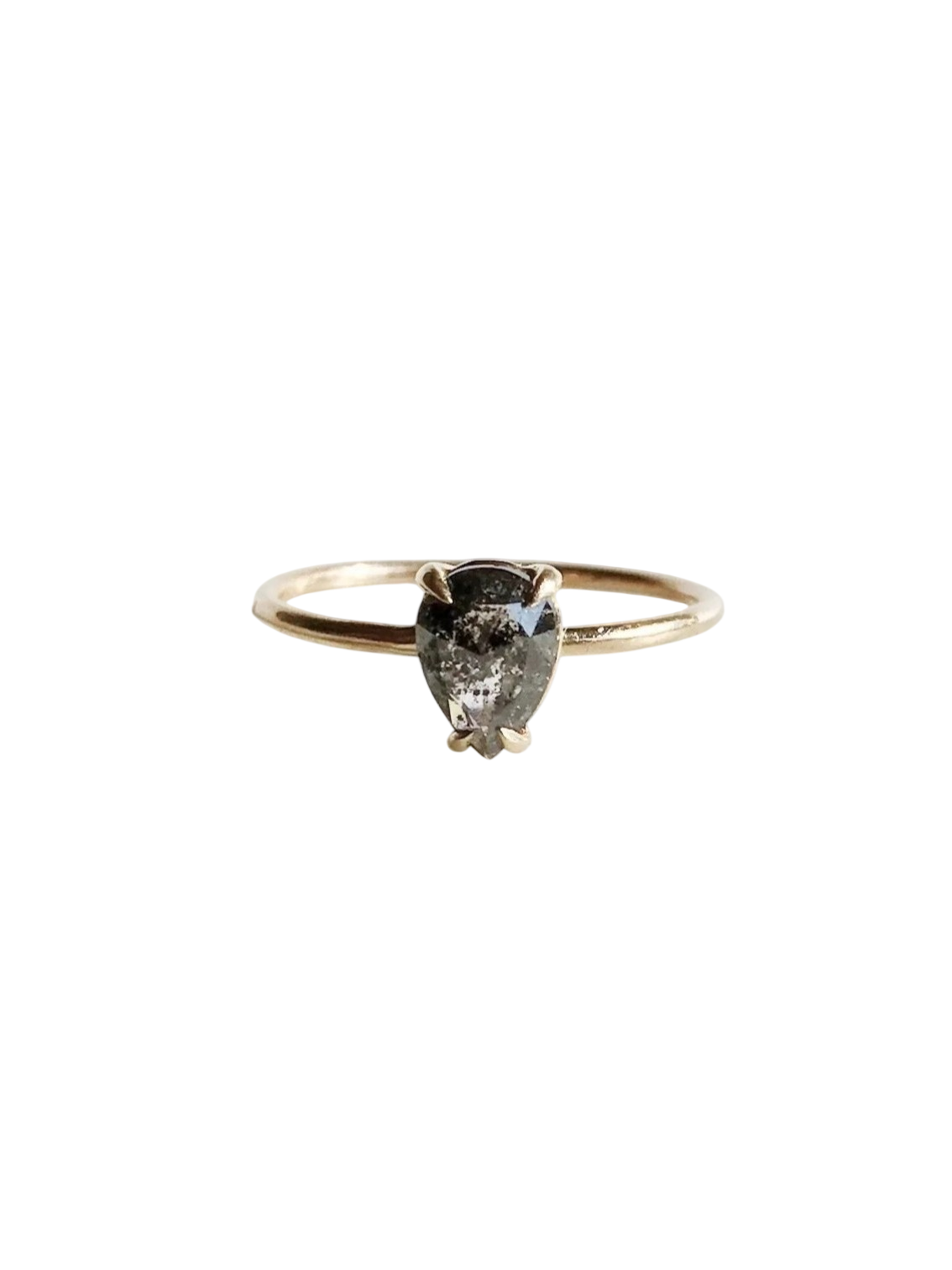 Salt + Pepper Pear Diamond Ring