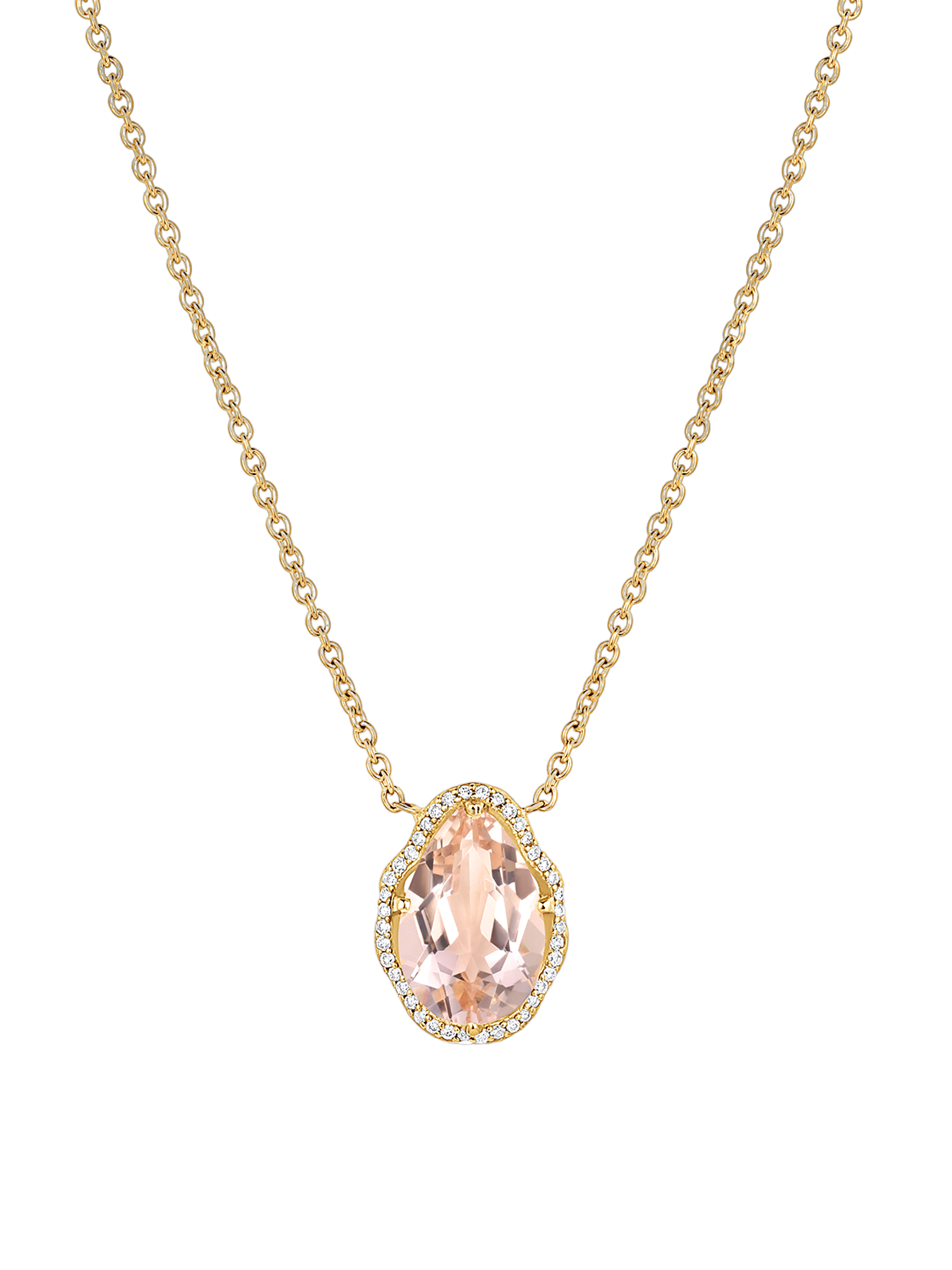 Glow necklace peach morganite with diamonds