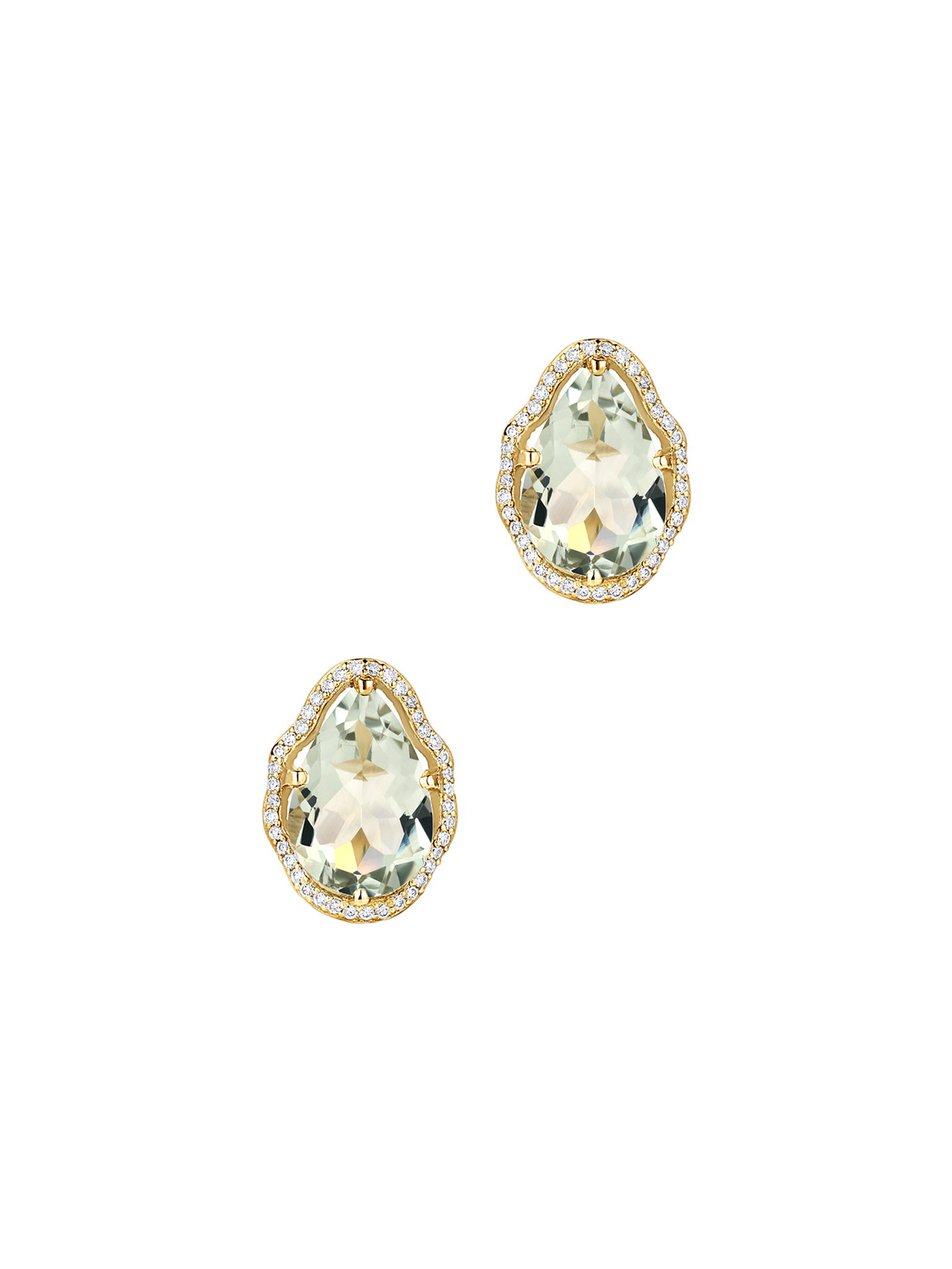Glow earrings prasiolite with diamonds