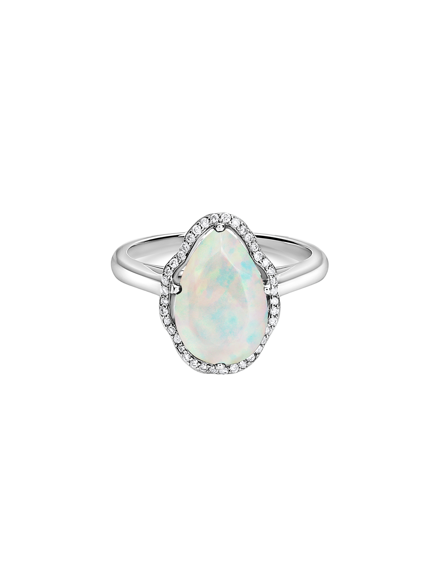 Glow ring ethiopian opal with diamonds