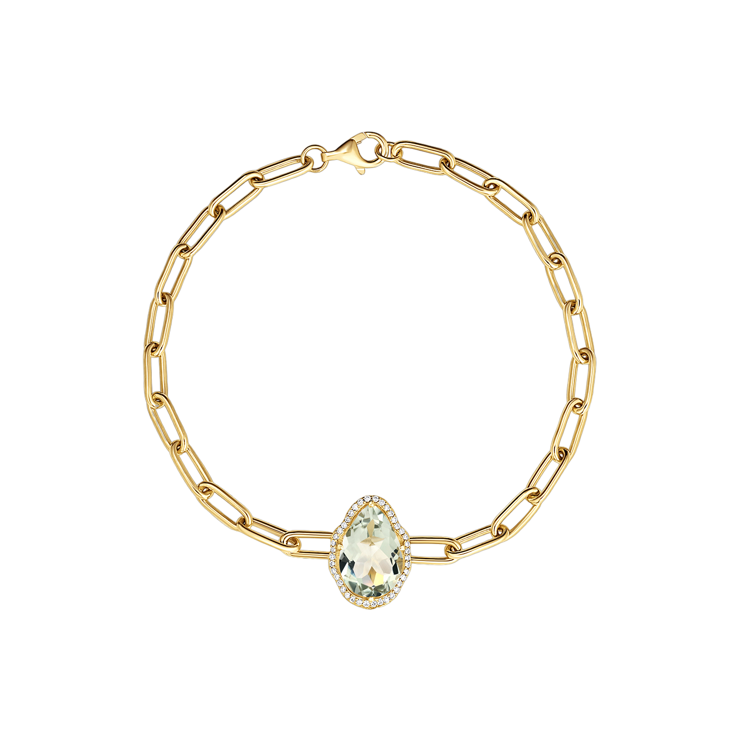 Glow bracelet prasiolite with diamonds