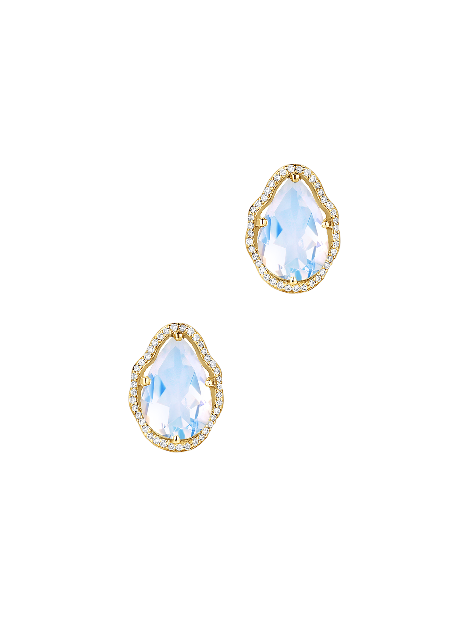 Glow earrings blue moonstone with diamonds