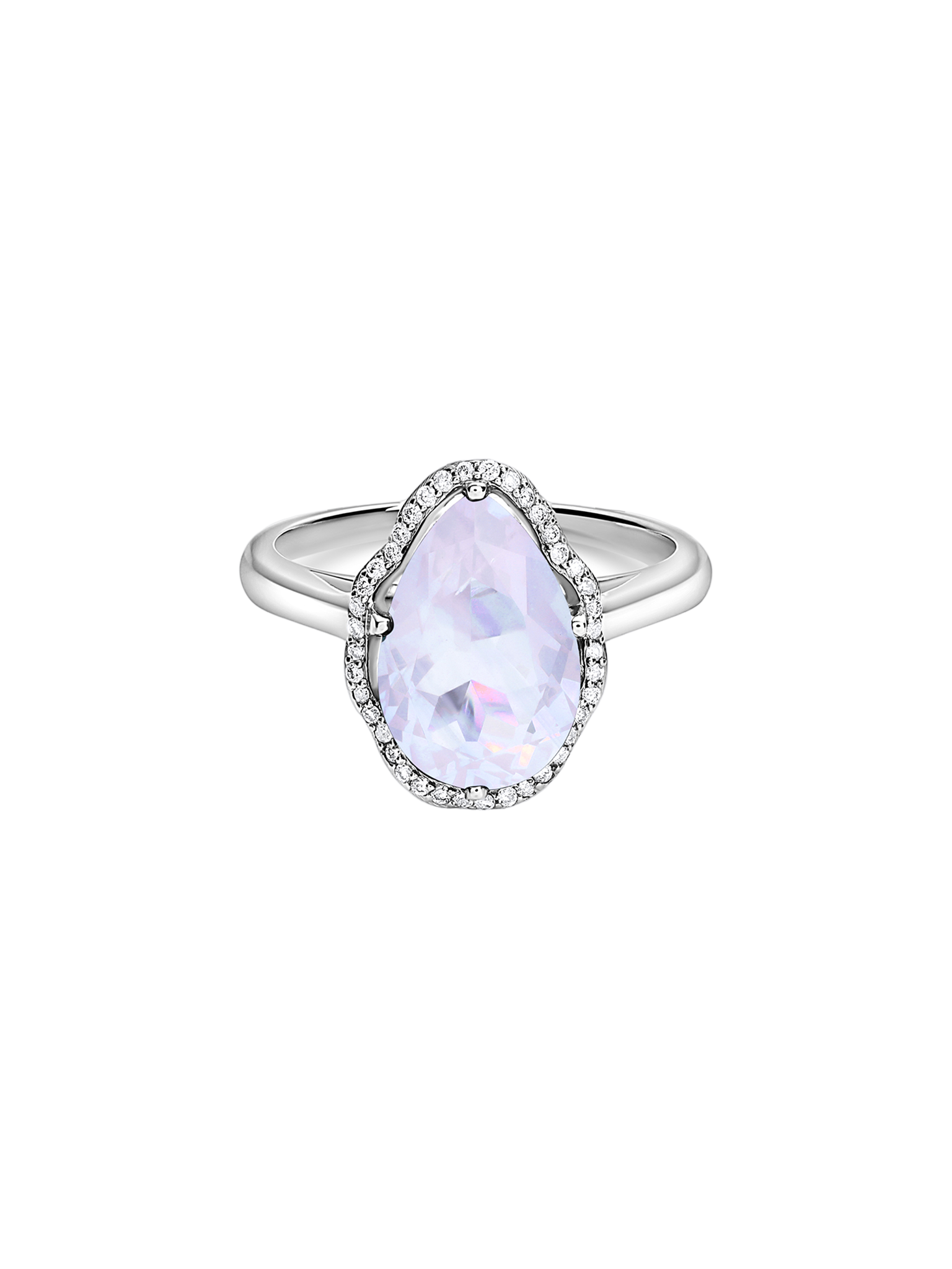 Glow ring lavender quartz with diamonds