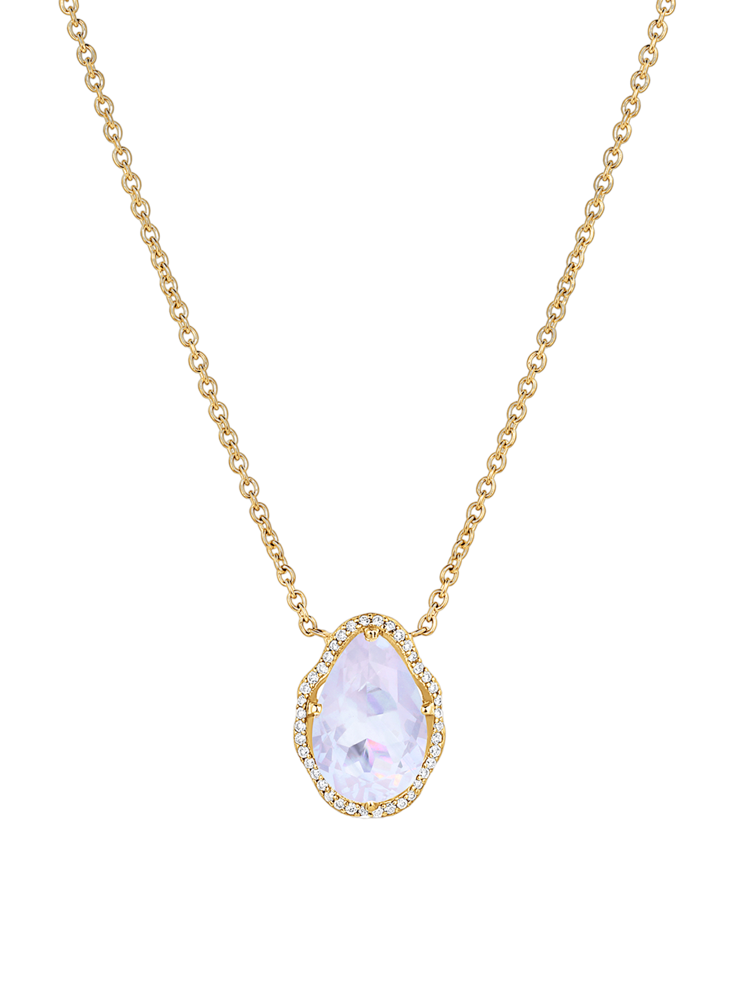Glow necklace lavender quartz with diamonds