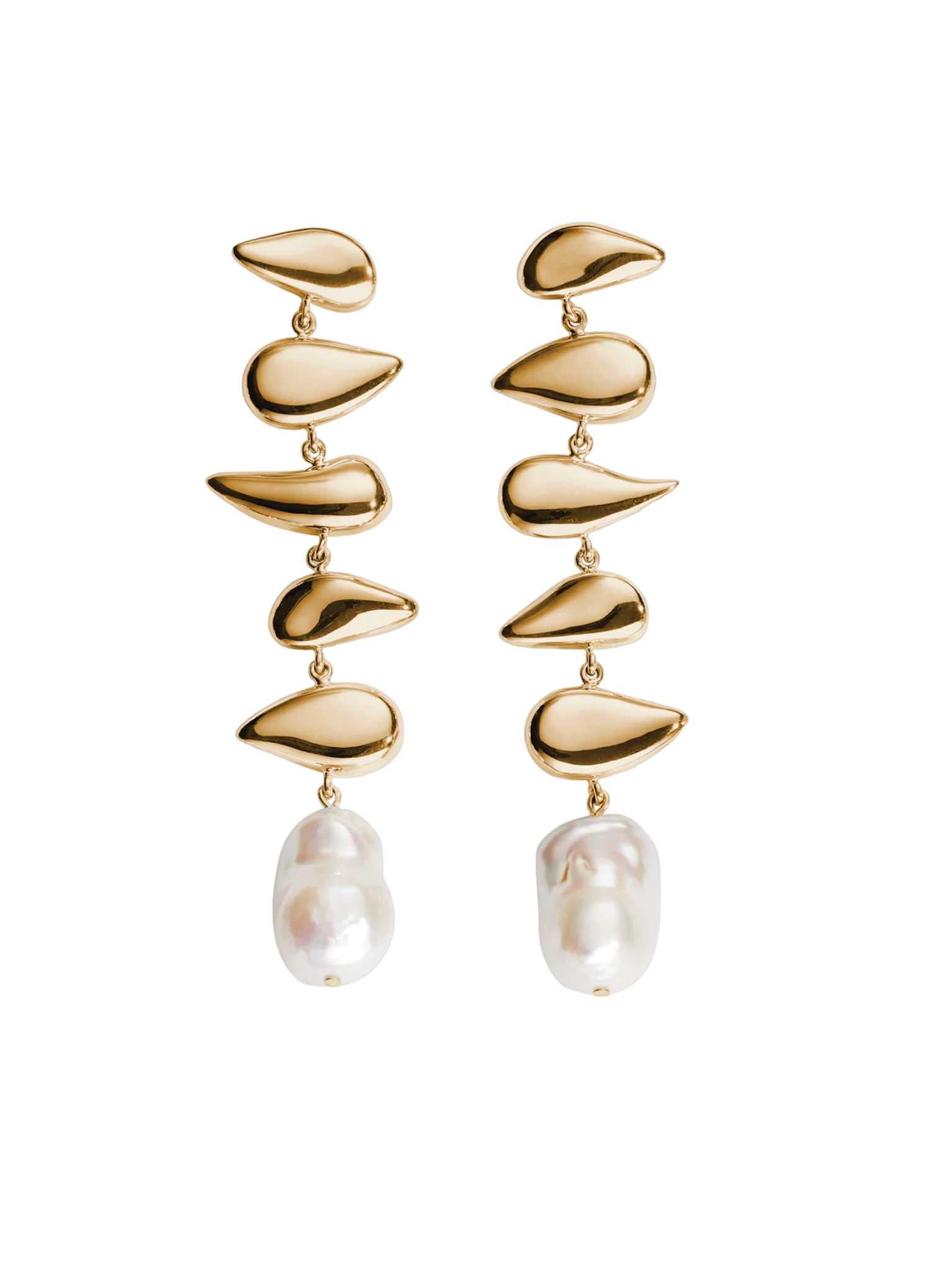 Long flora earrings gold vermeil
