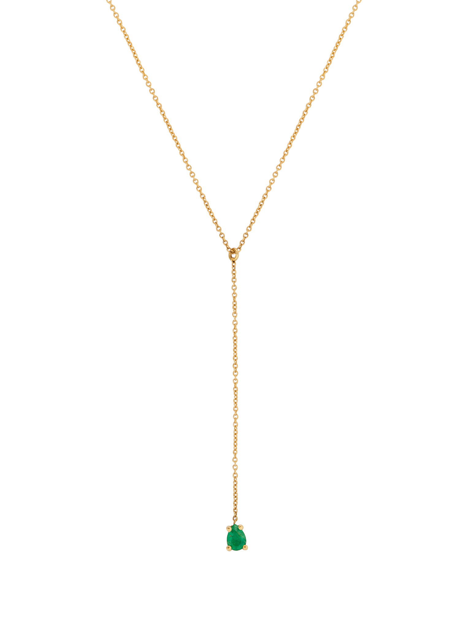 Emerald pear lariat necklace