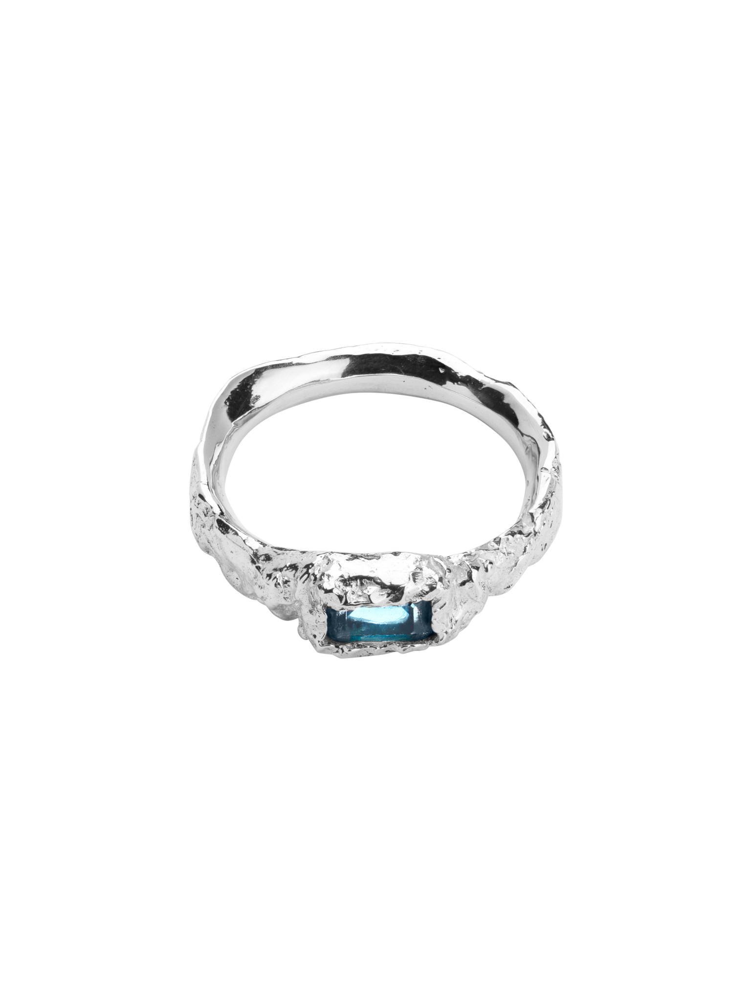 Molten blue topaz stone signet ring
