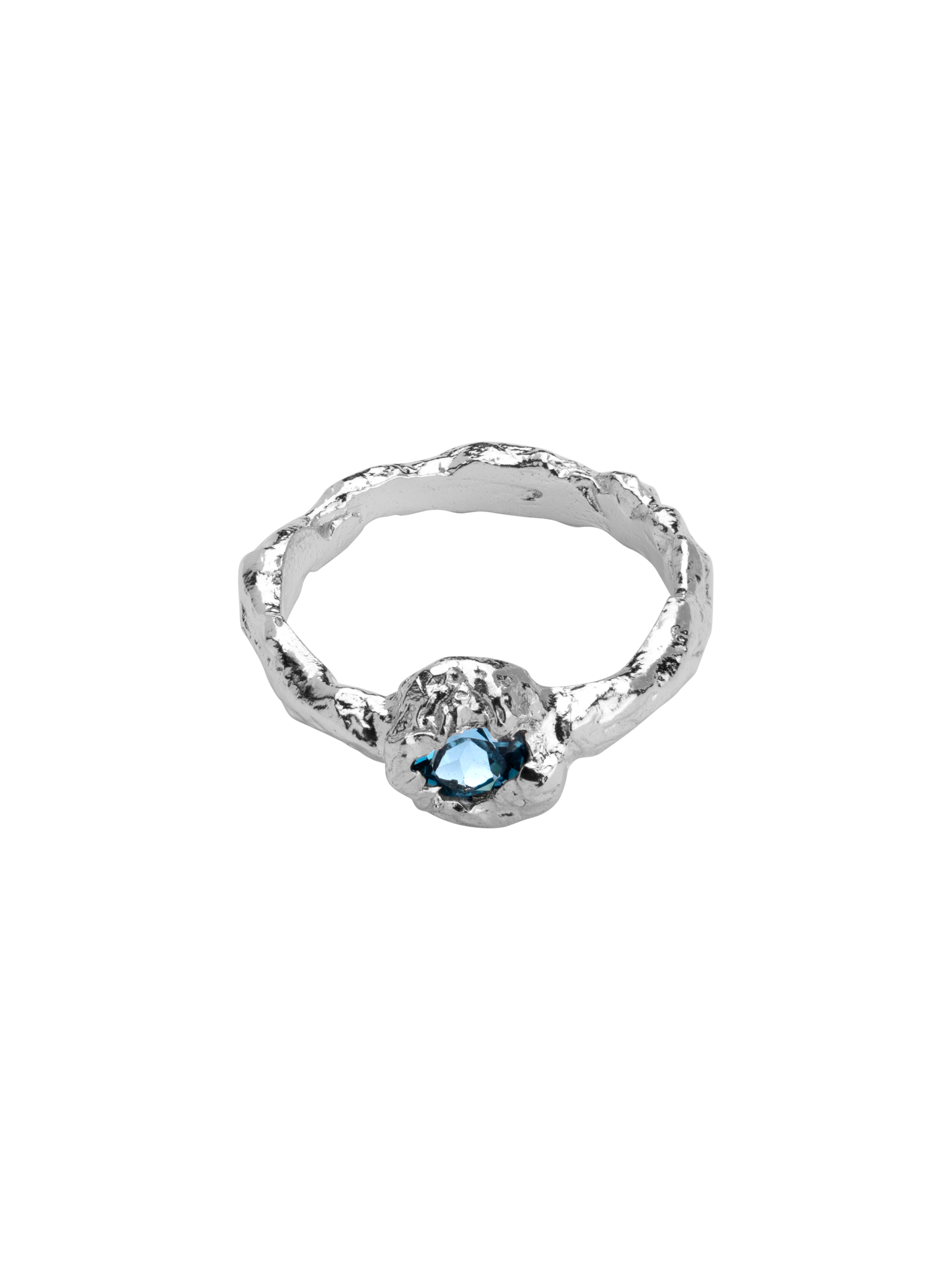 Molten mess round blue topaz ring