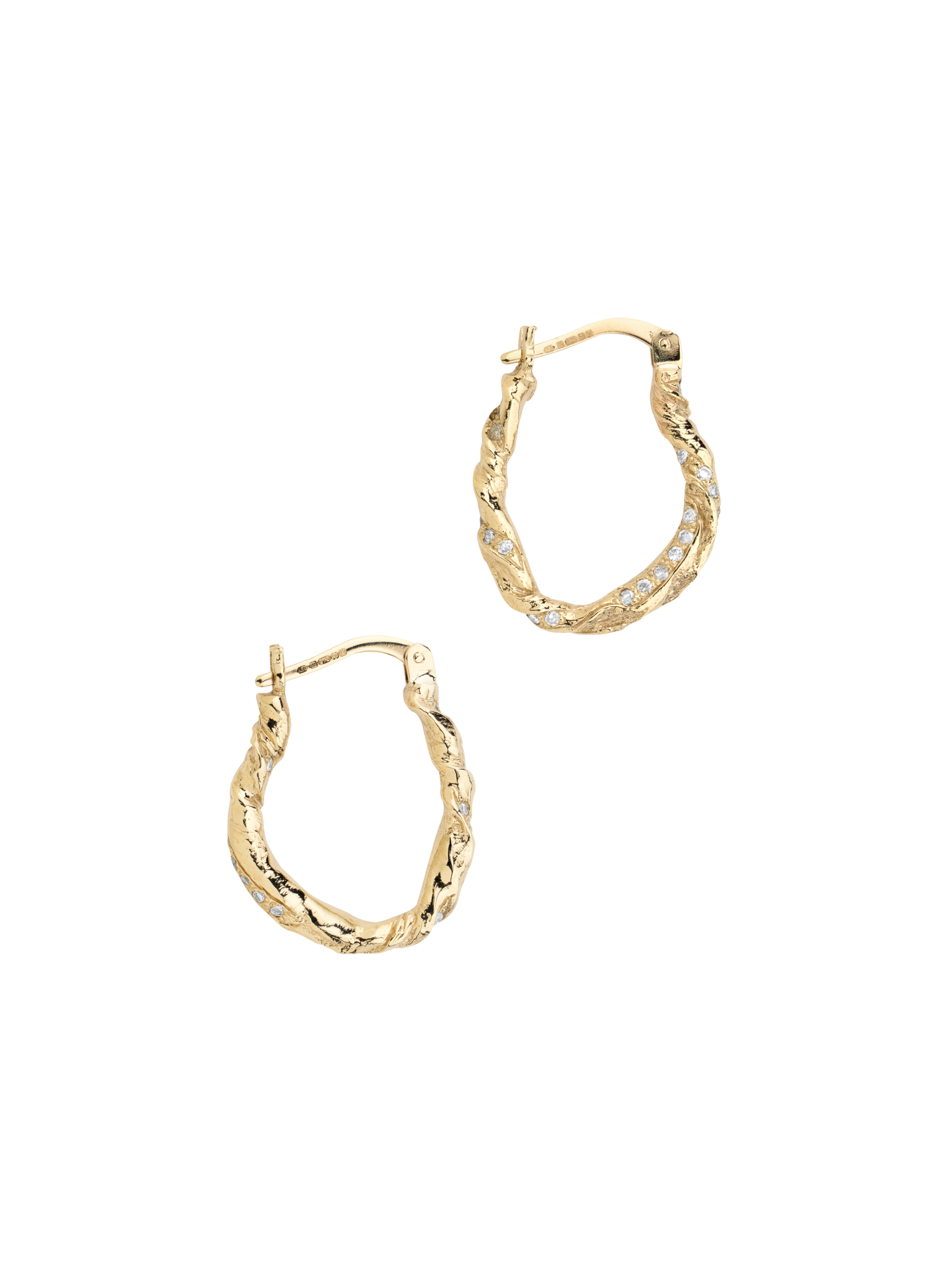 Fine molten diamond twist hoops