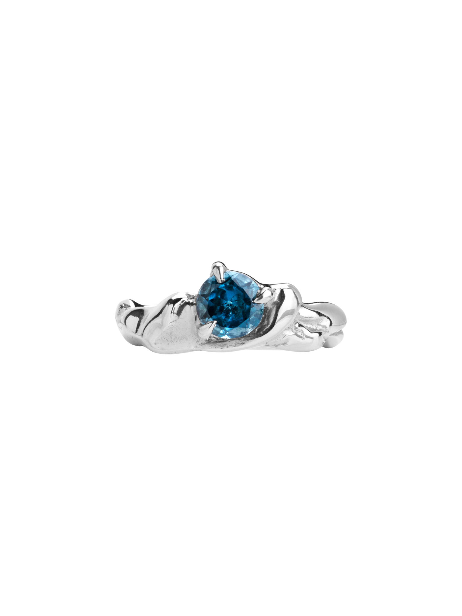 Molten blue topaz stone ring