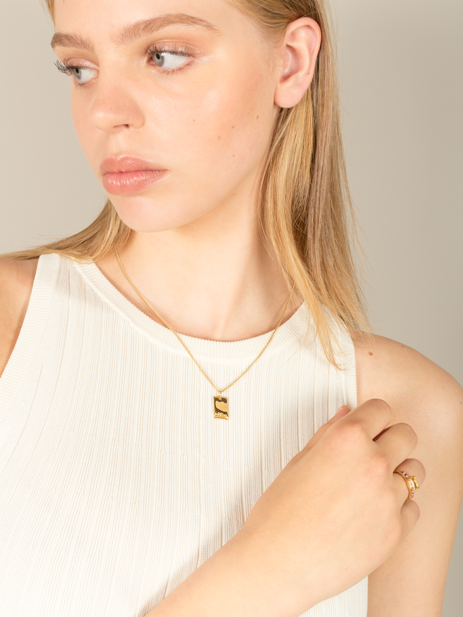 Molten rectangle pendant