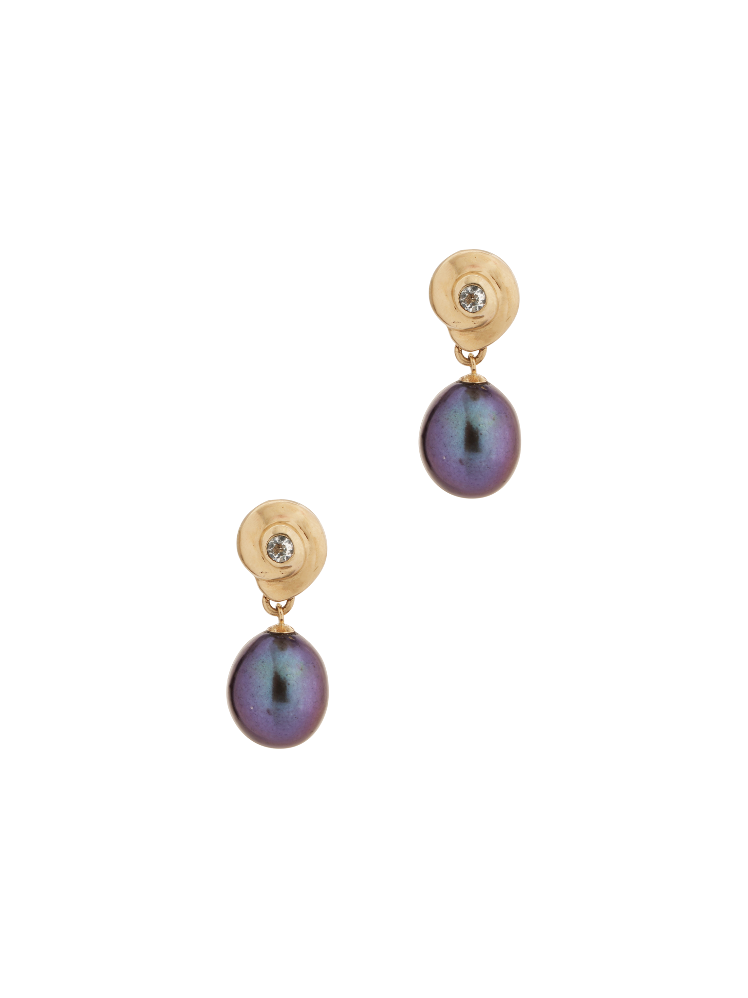 Salacia yellow gold, aquamarine and black pearl earrings