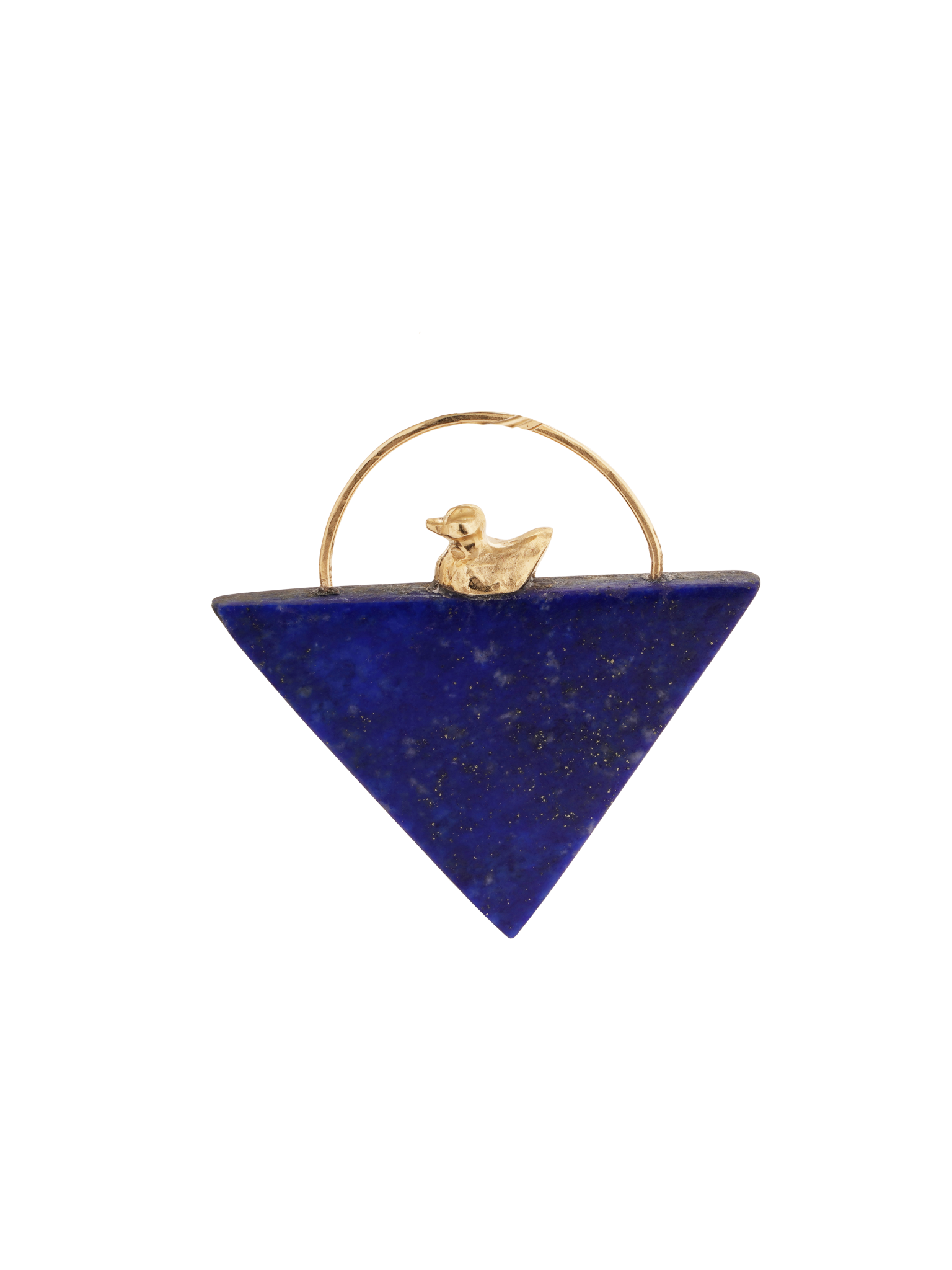 Penelope duckling pendant, 9ct gold on lapis
