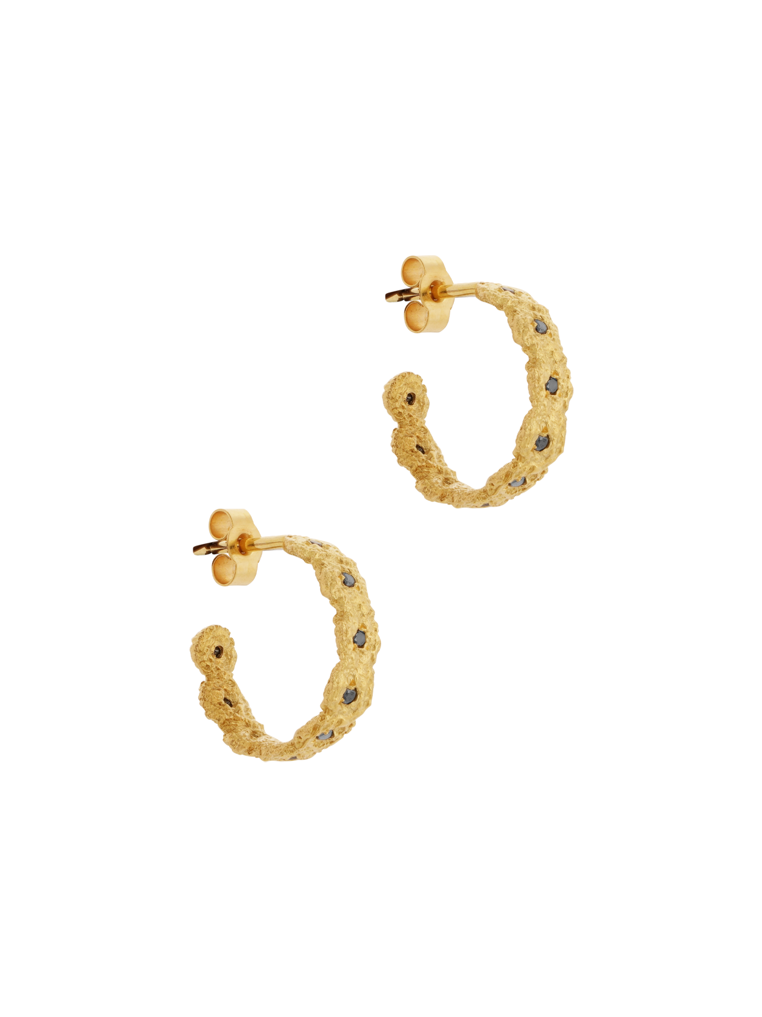 Shisha crown hoop earrings with black diamonds