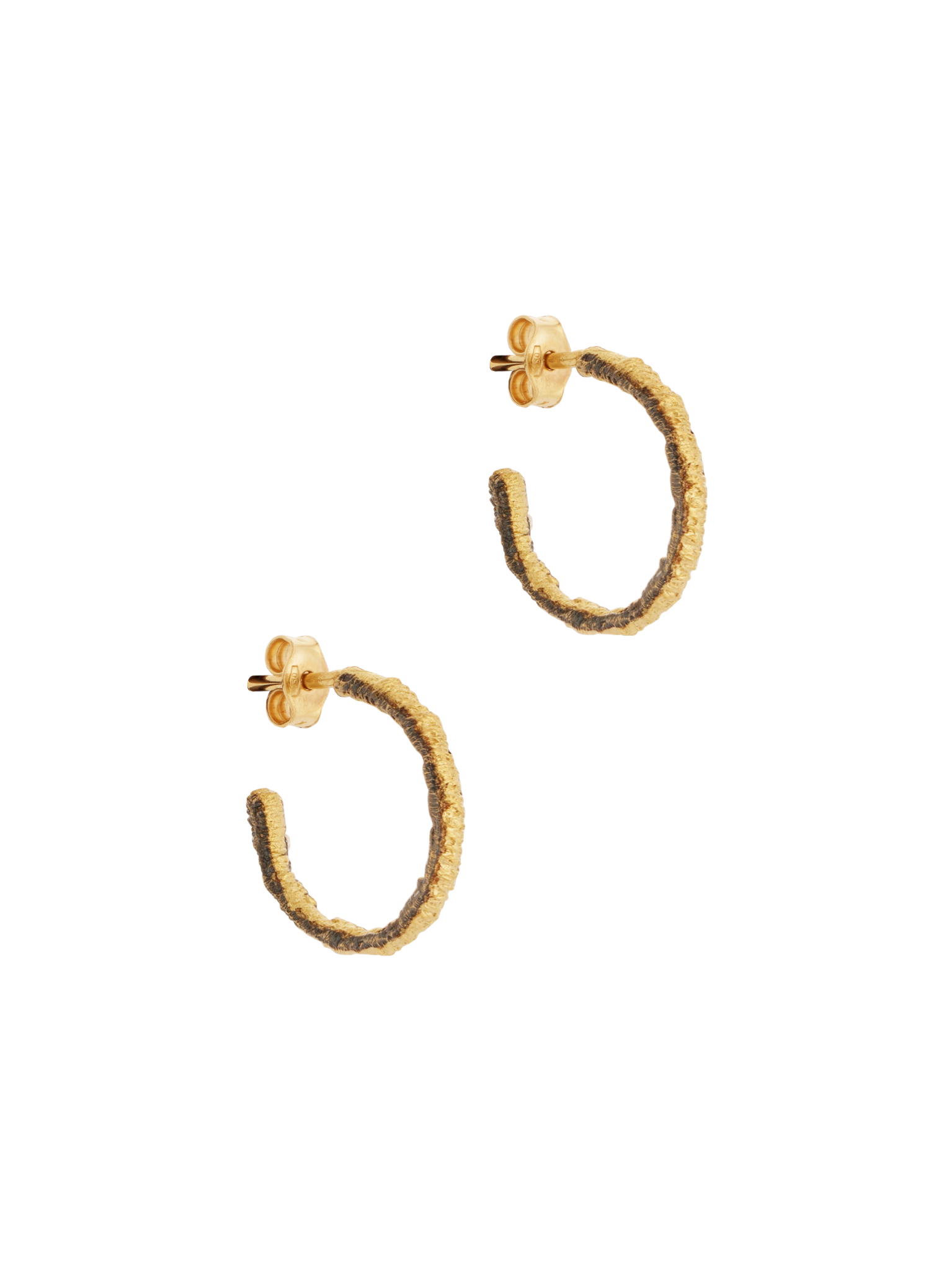 Straight stitch hoop earrings with black borders, small