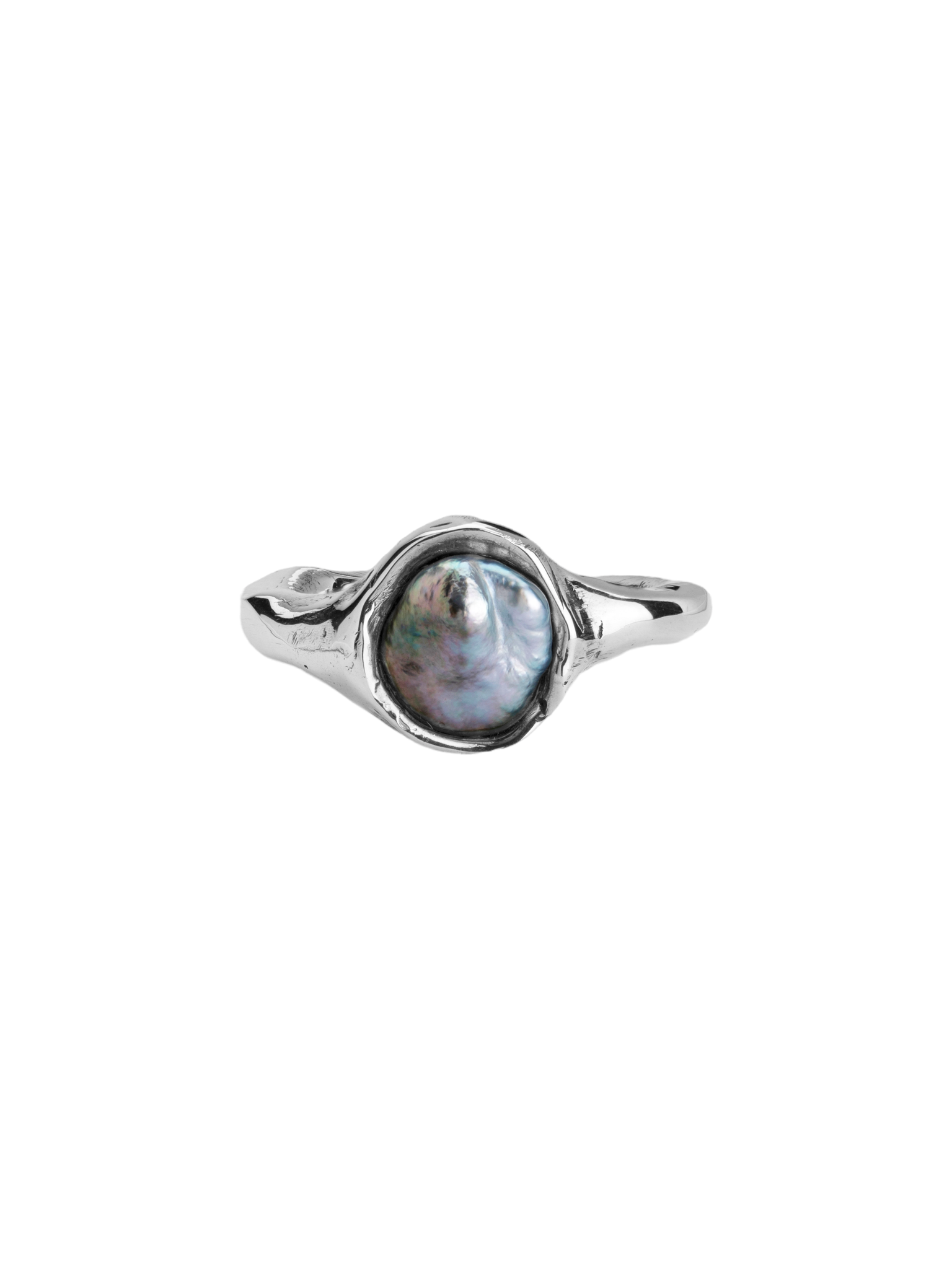 Sculptured keshi pearl ring