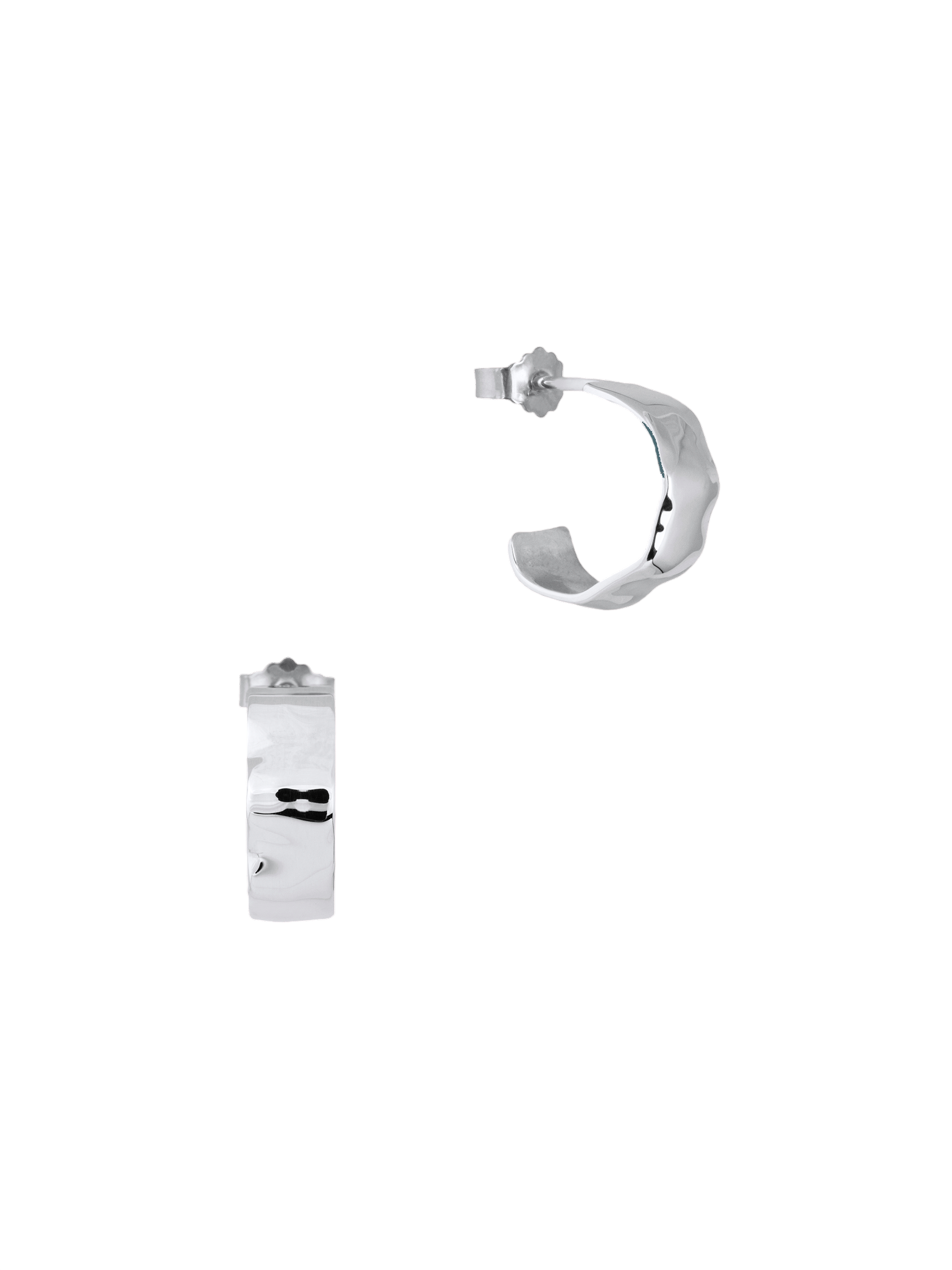 Imperfection hoops in sterling silver