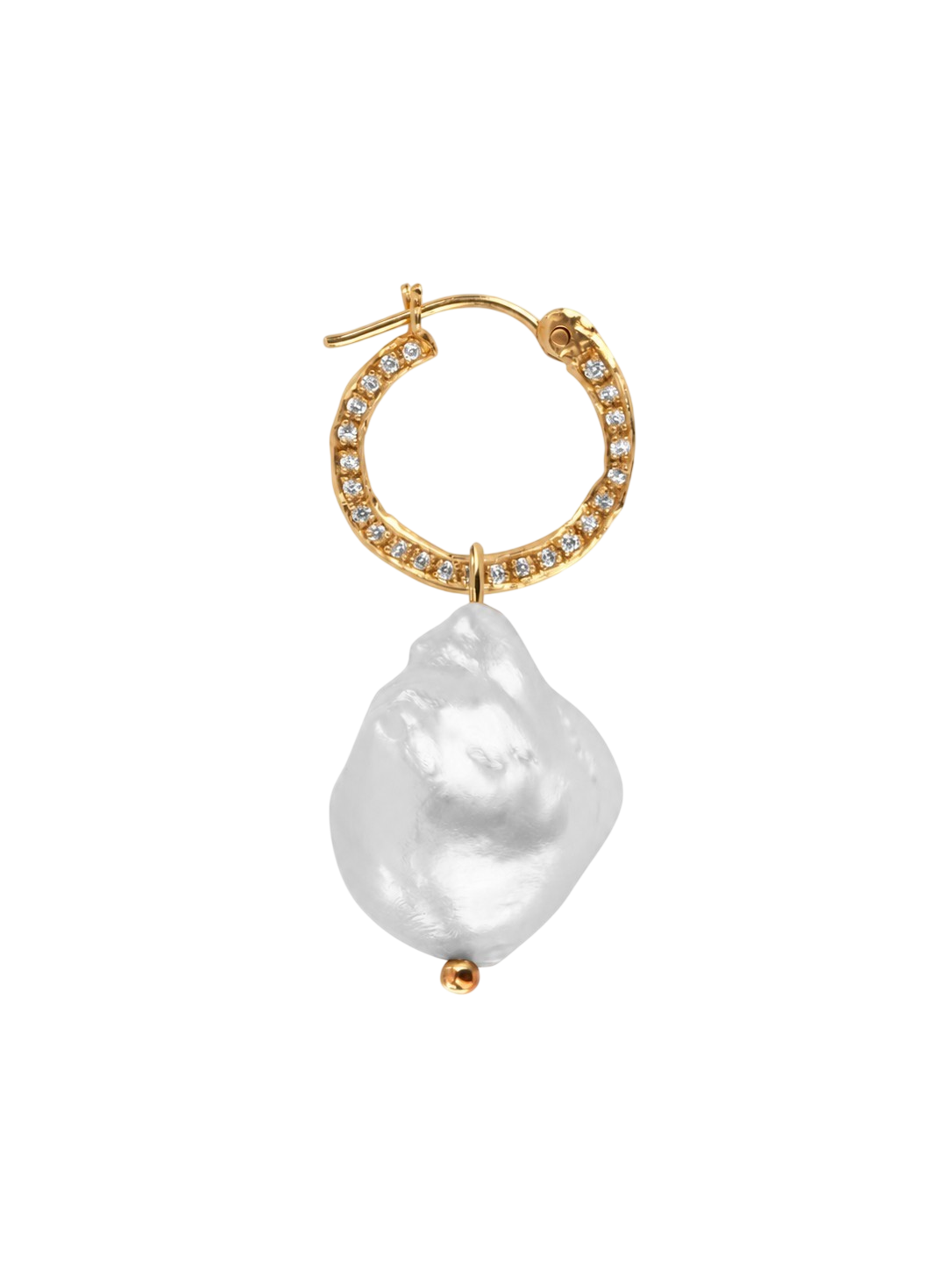 Diamond hoop earring with baroque pearl photo