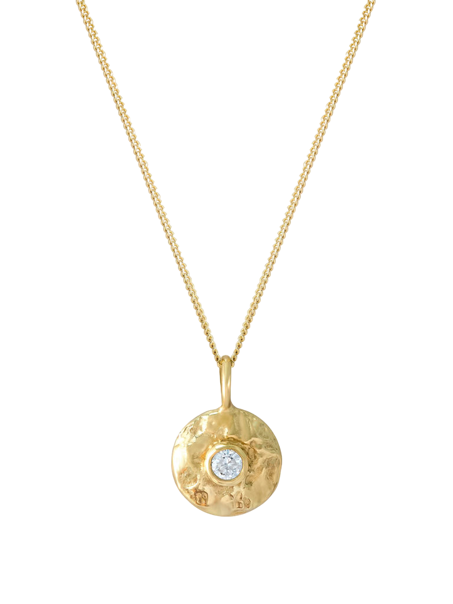 Organic diamond disk pendant necklace