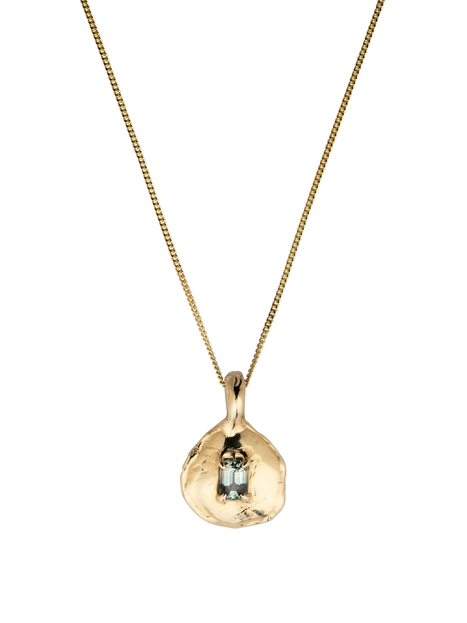 Freeform green sapphire medium necklace