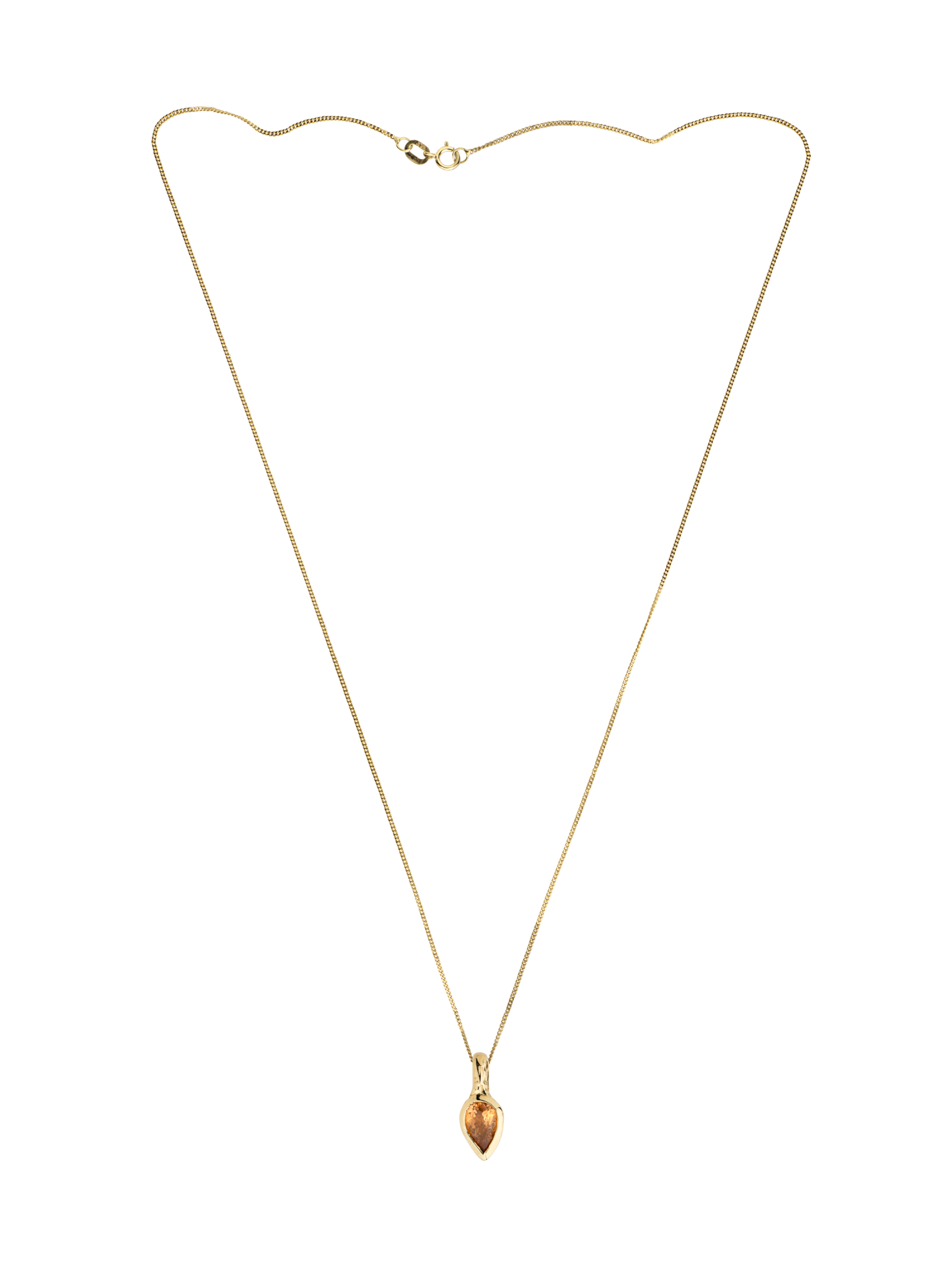 9ct gold yellow tourmaline pear shaped pendant