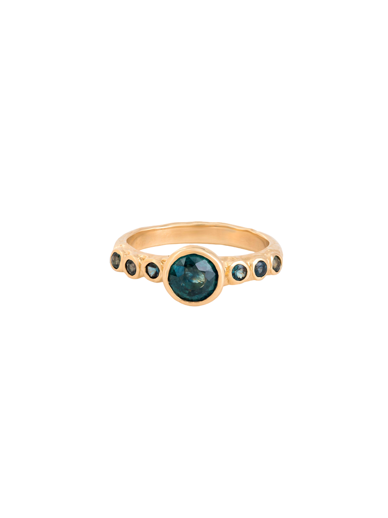 Eve montana and teal sapphire ring