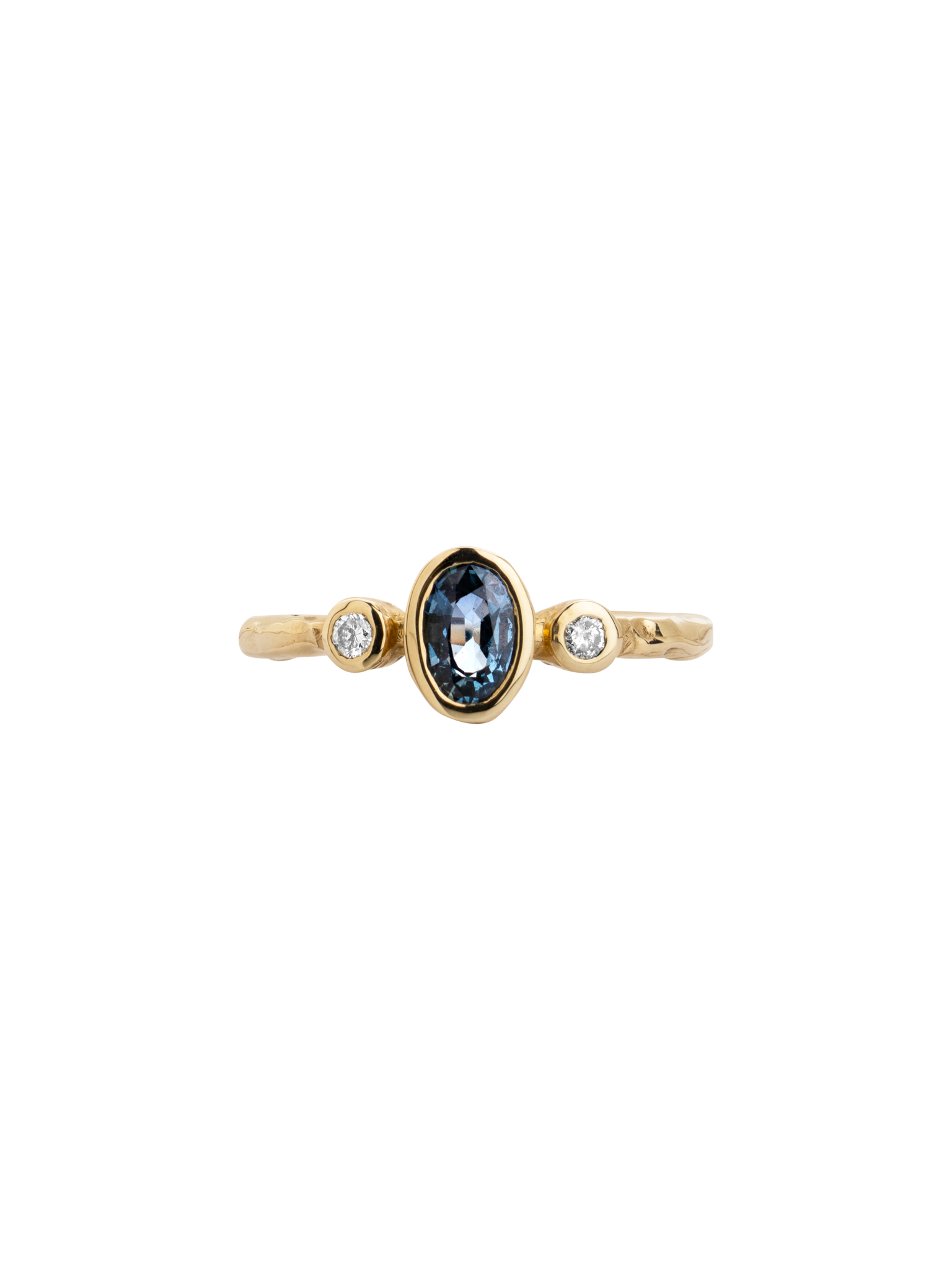 Cyra sapphire and diamond trilogy engagement ring