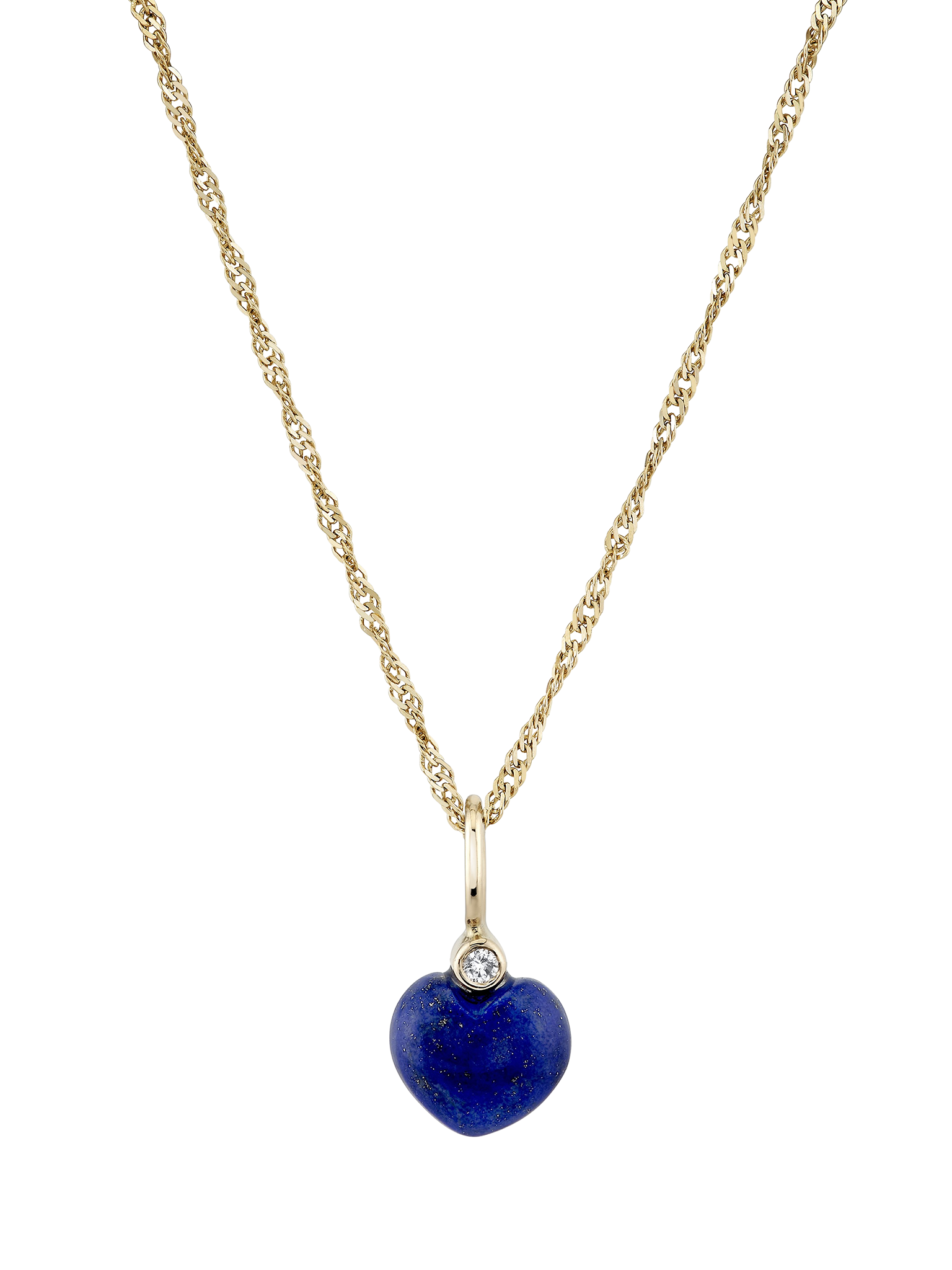 Carved Lapis Sweetheart Charm with 18" chain