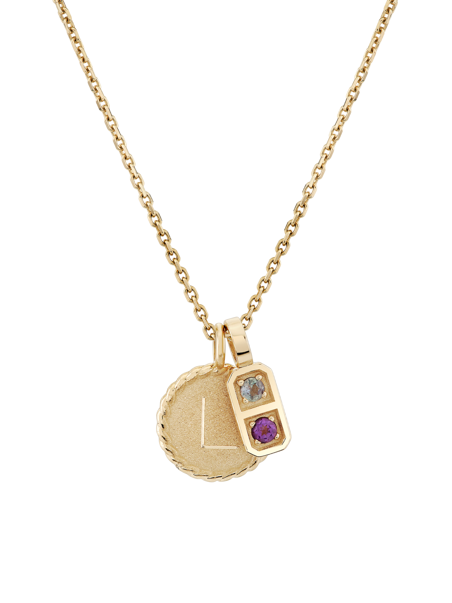 Two Birthstone Tablet Pendant