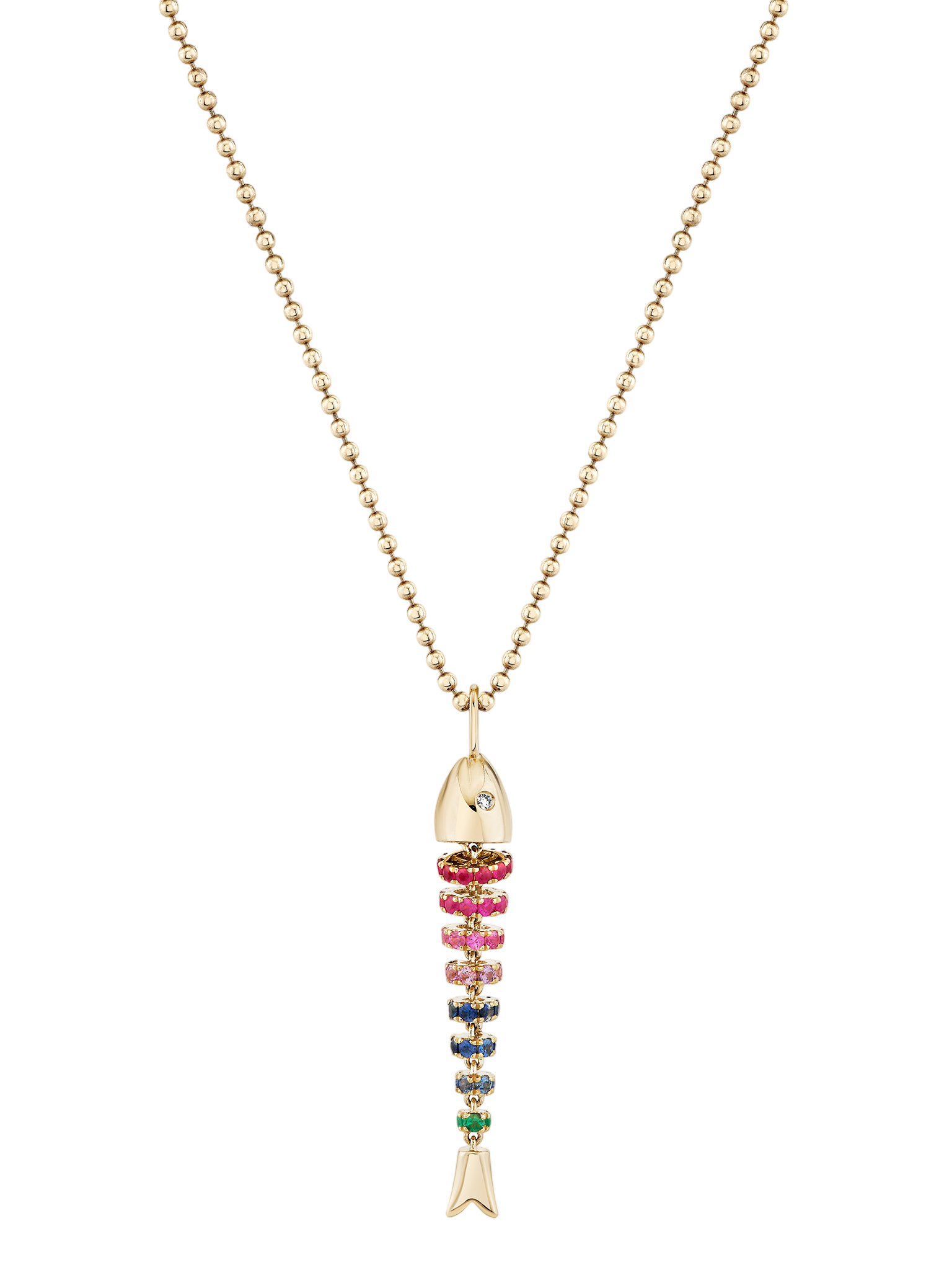 Kinetic Rainbow Poisson Pendant on beaded chain