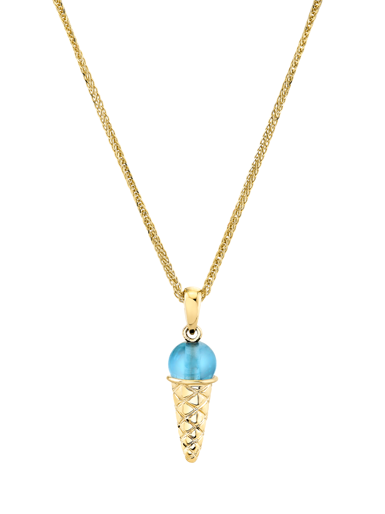 Swiss blue topaz ice cream charm necklace