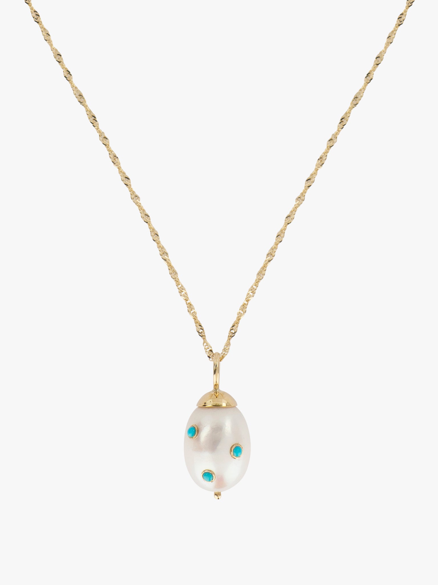 Baroque pearl and turquoise drop necklace