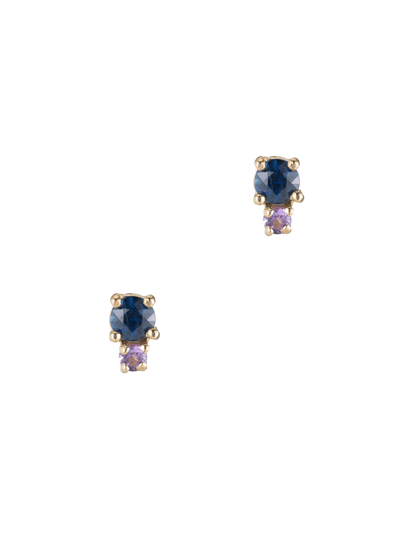 Sapphire & amethyst colourful studs