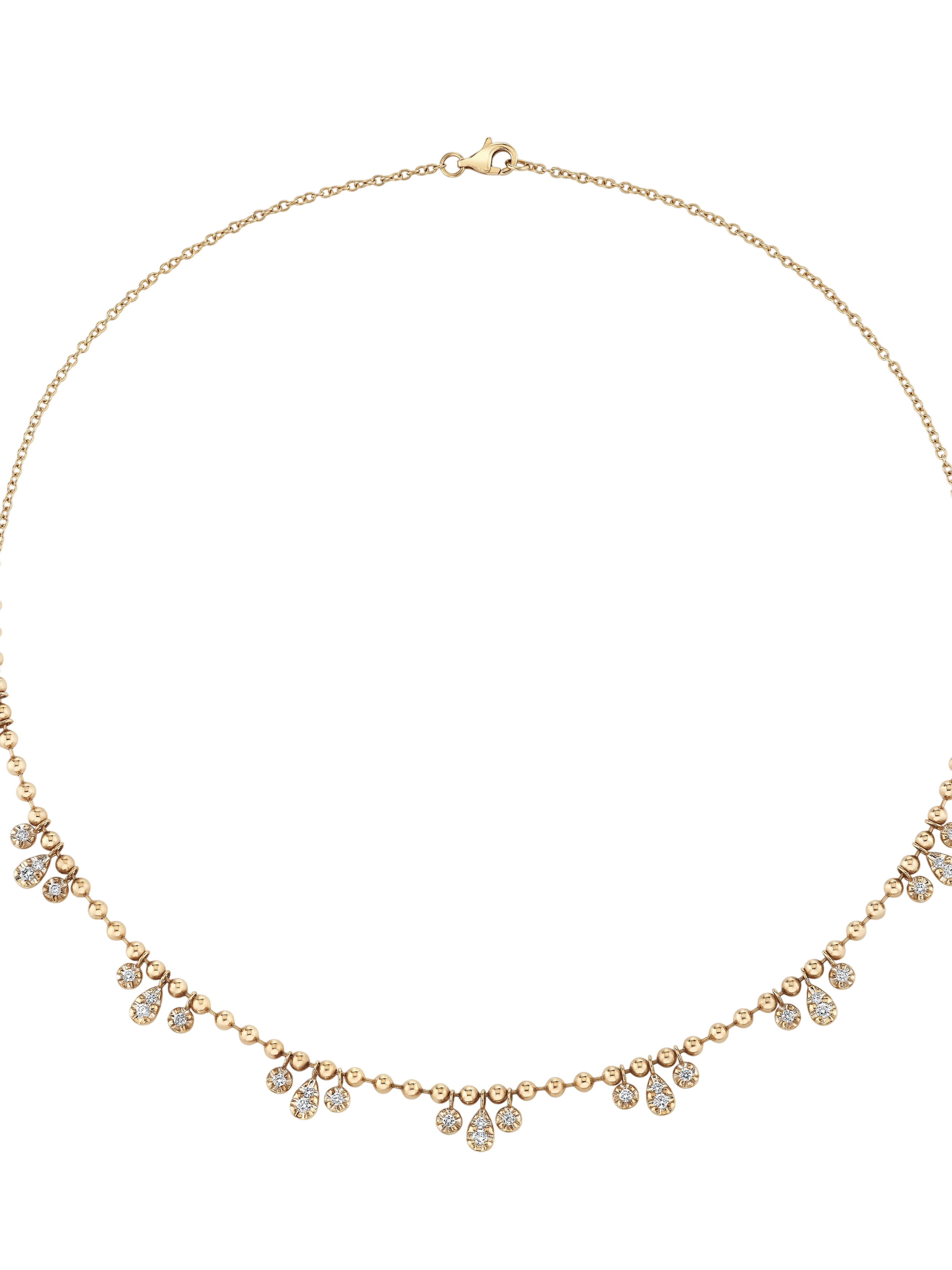 Trio Diamond Droplet Beaded Necklace