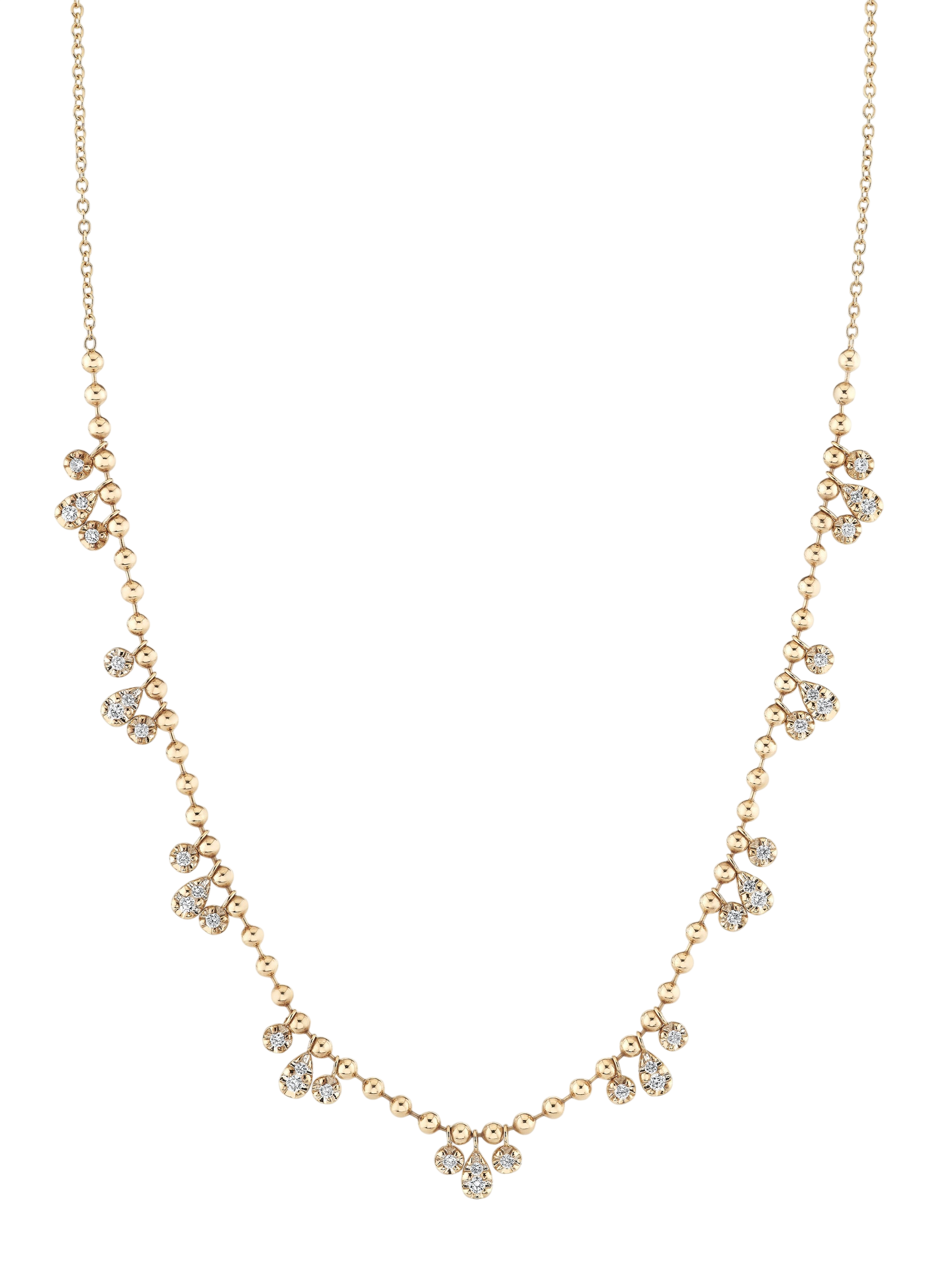 Trio Diamond Droplet Beaded Necklace