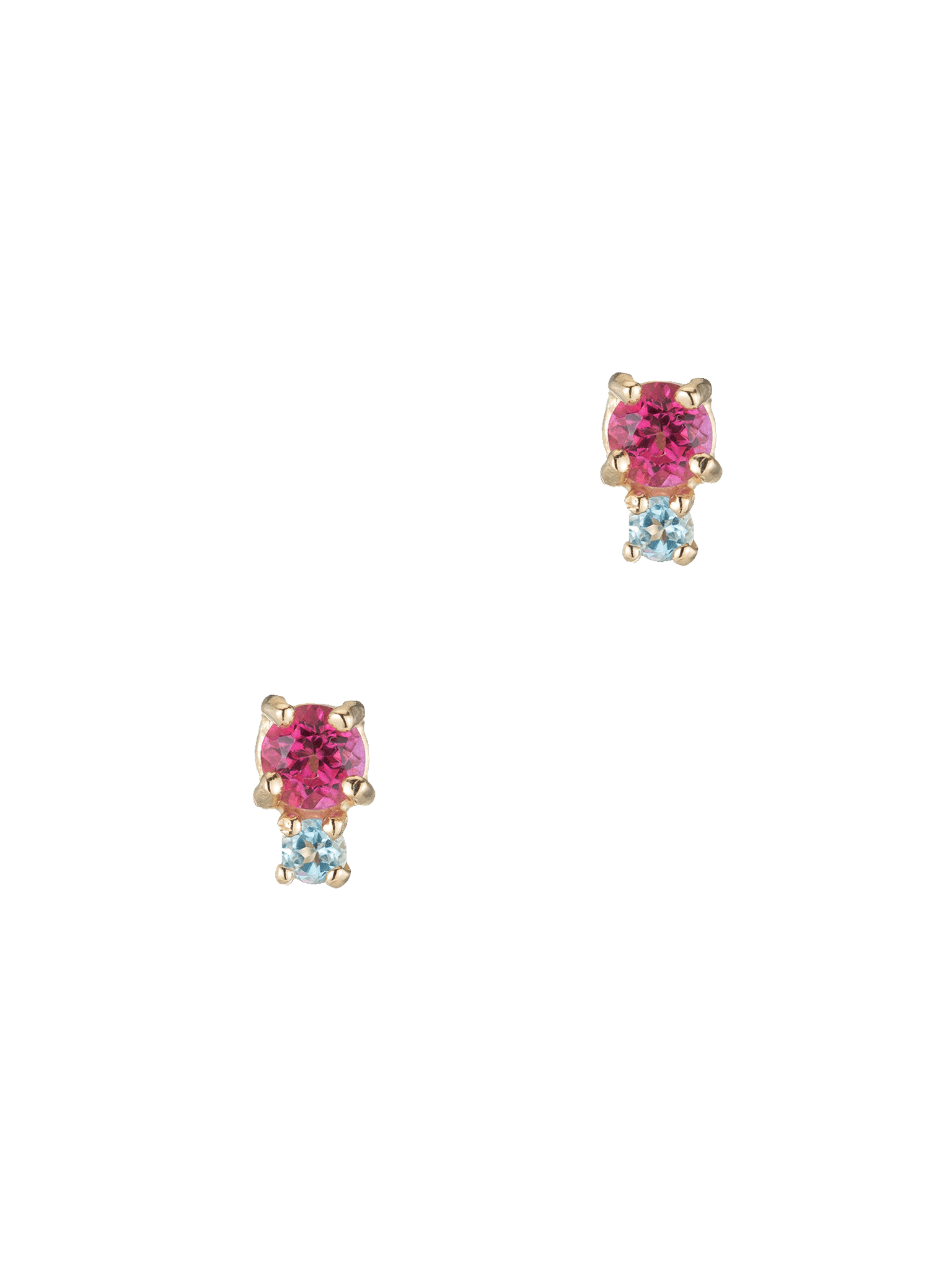 Ruby & aquamarine colourful studs