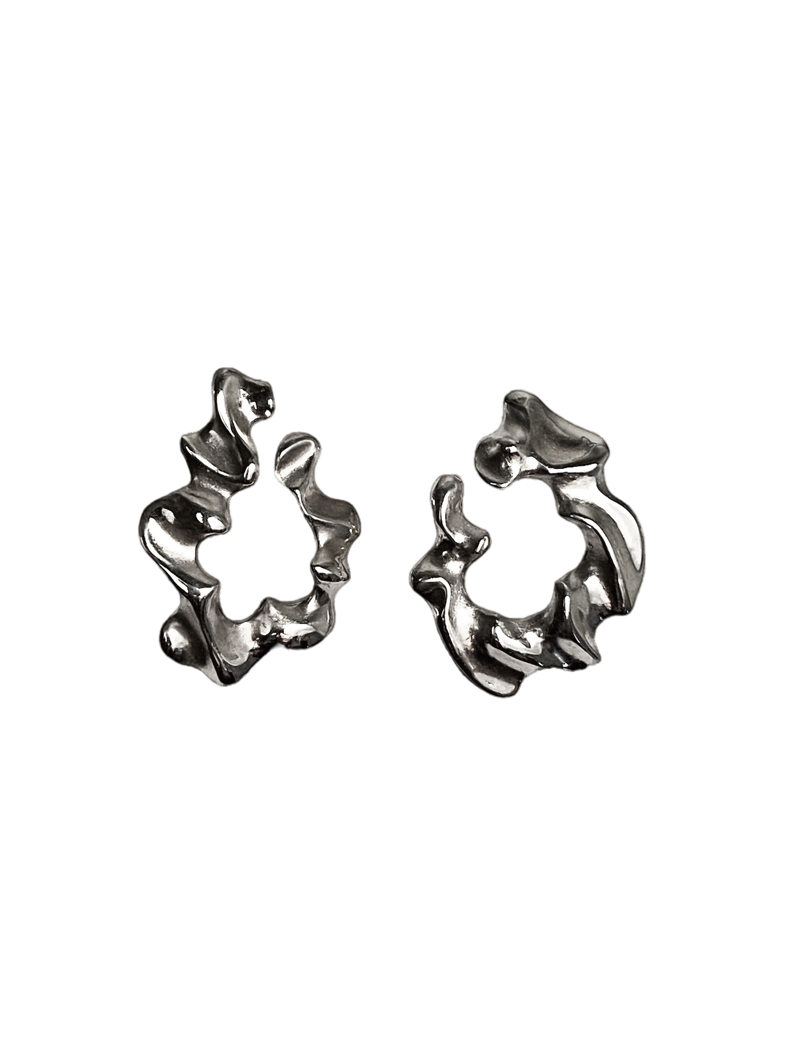 The wave cascade silver earrings