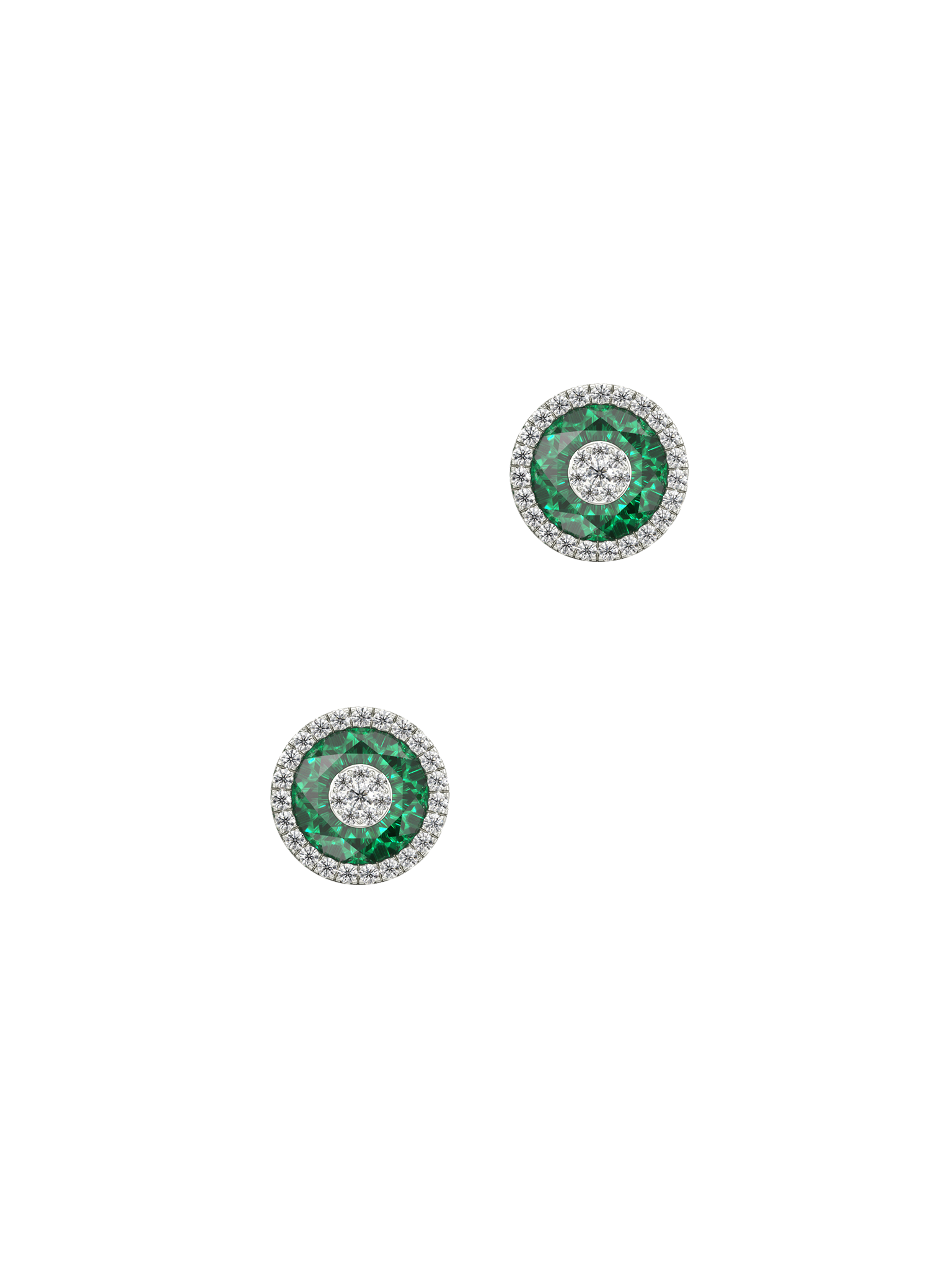 One collection 7mm fusion emerald diamond halo studs