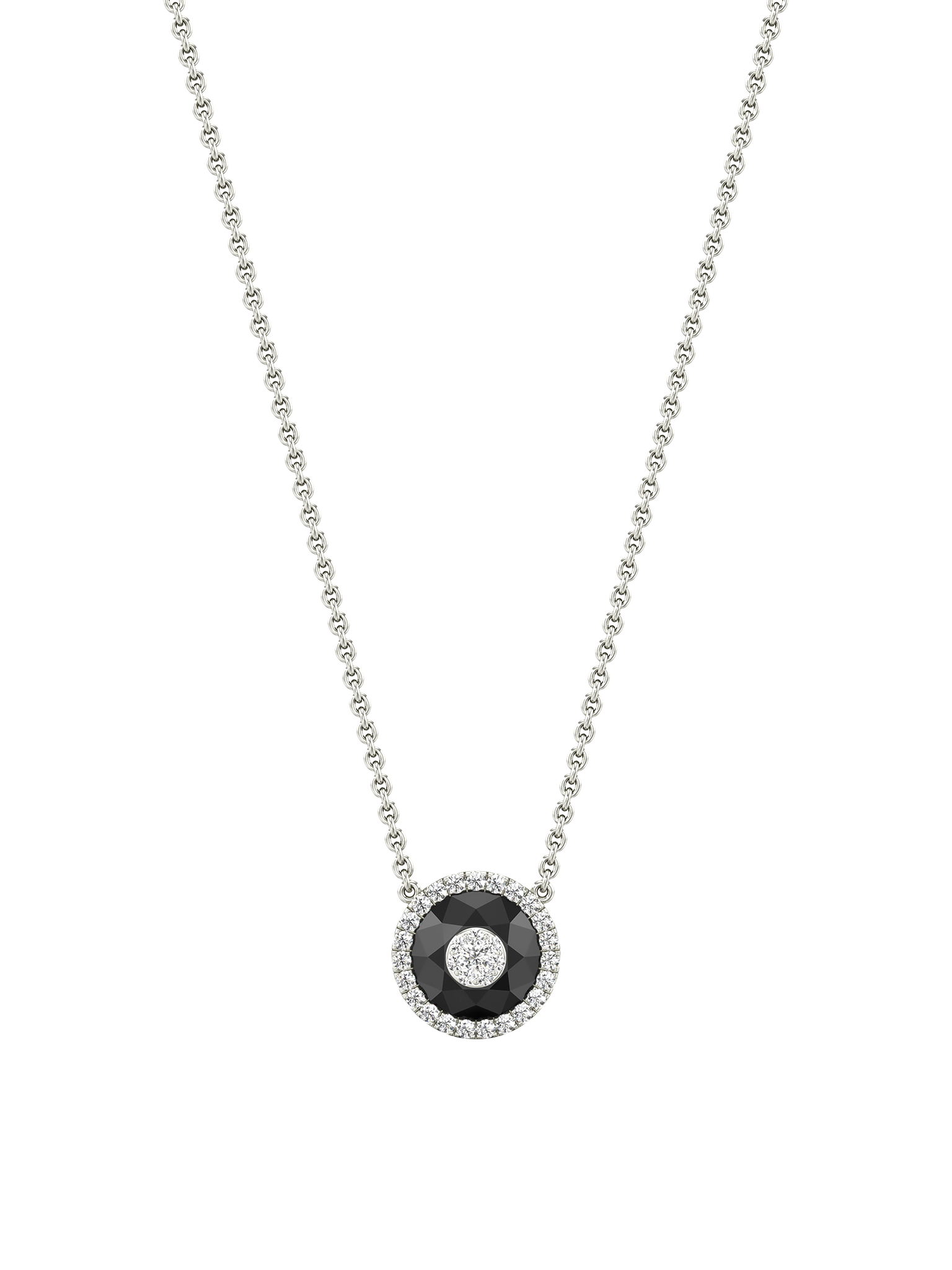 One collection 7mm black onyx diamond halo pendant