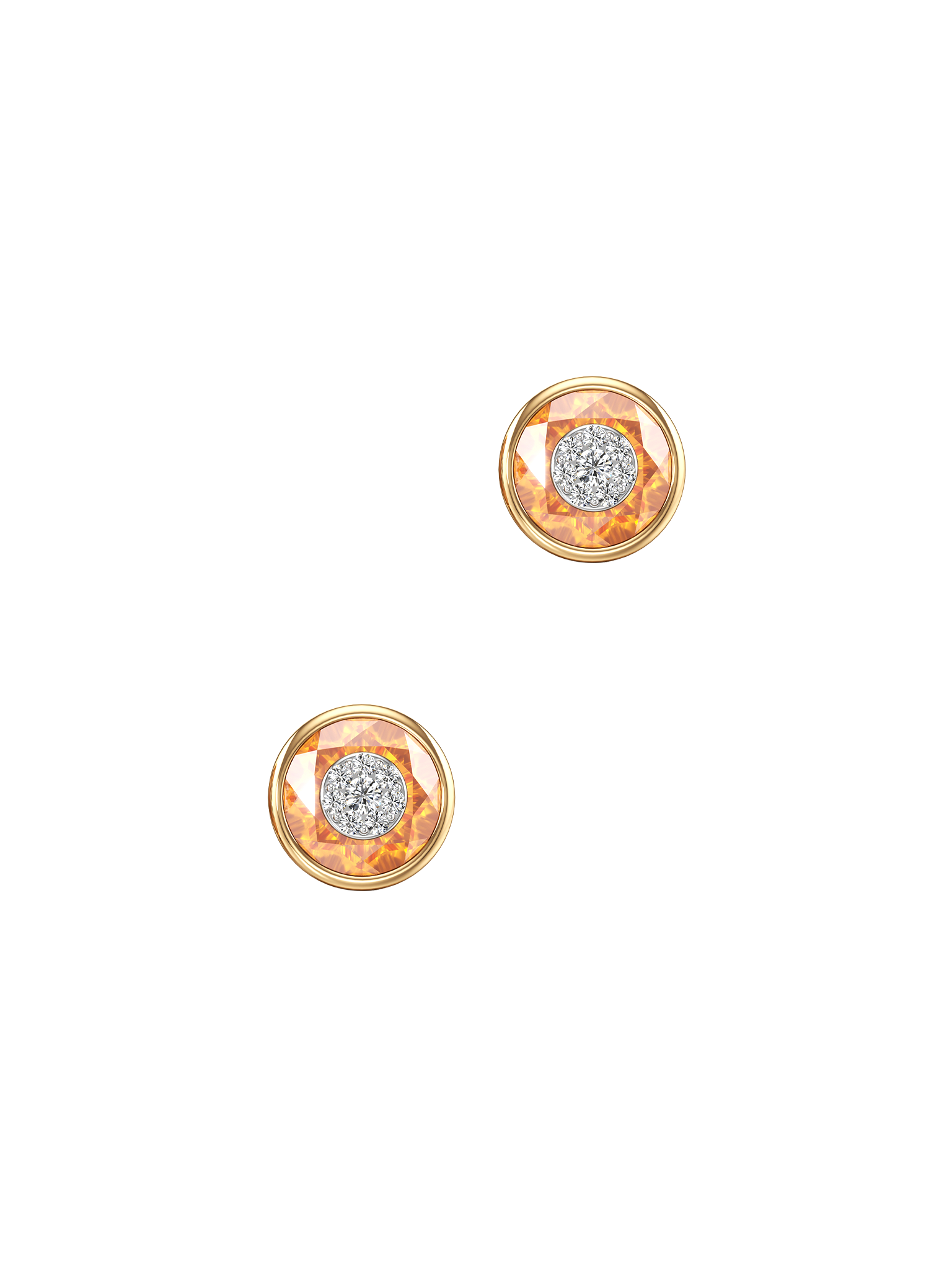 One collection 10mm citrine stud earrings with yellow gold bezel 