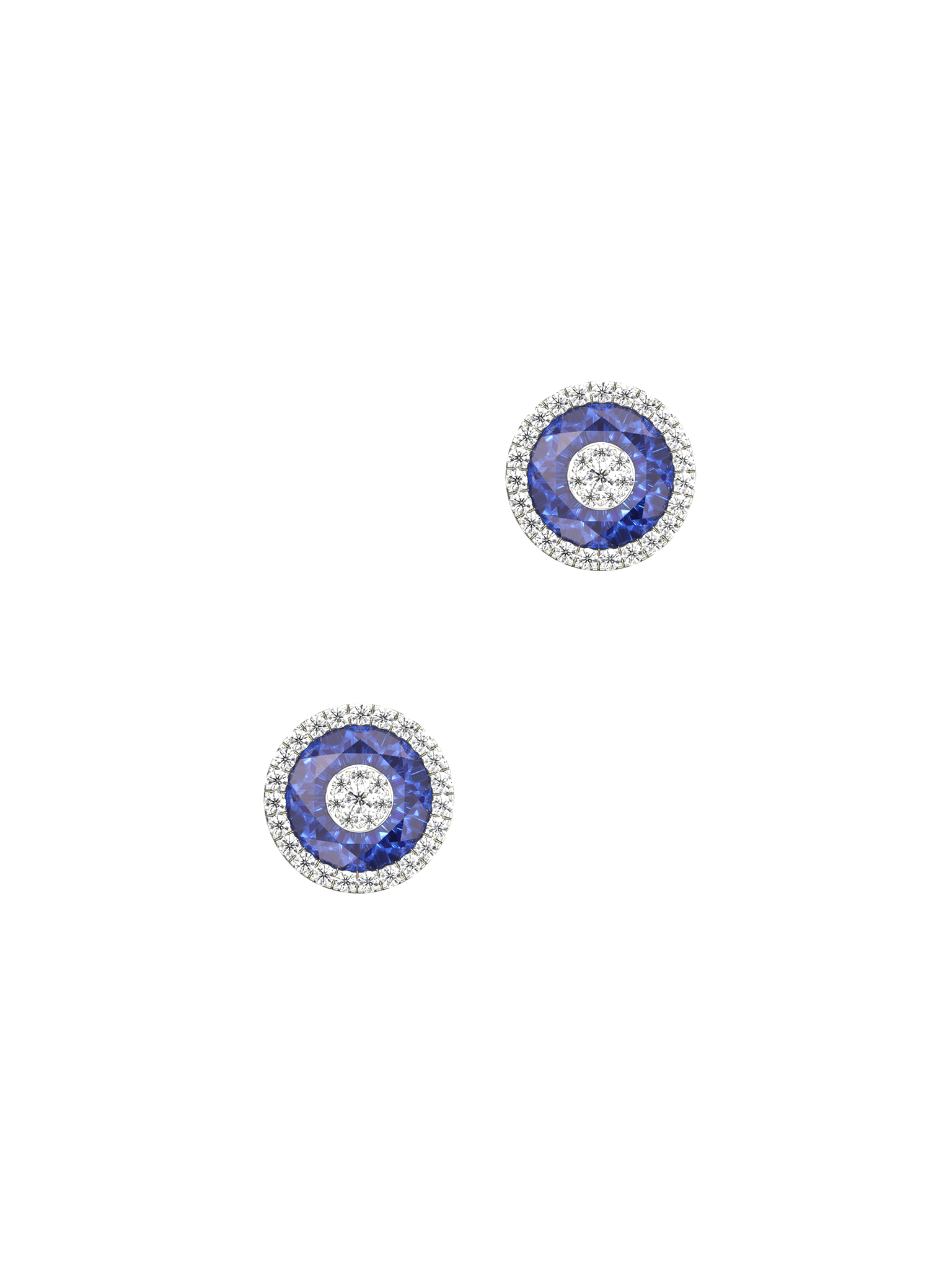 One collection 7mm fusion sapphire diamond halo studs