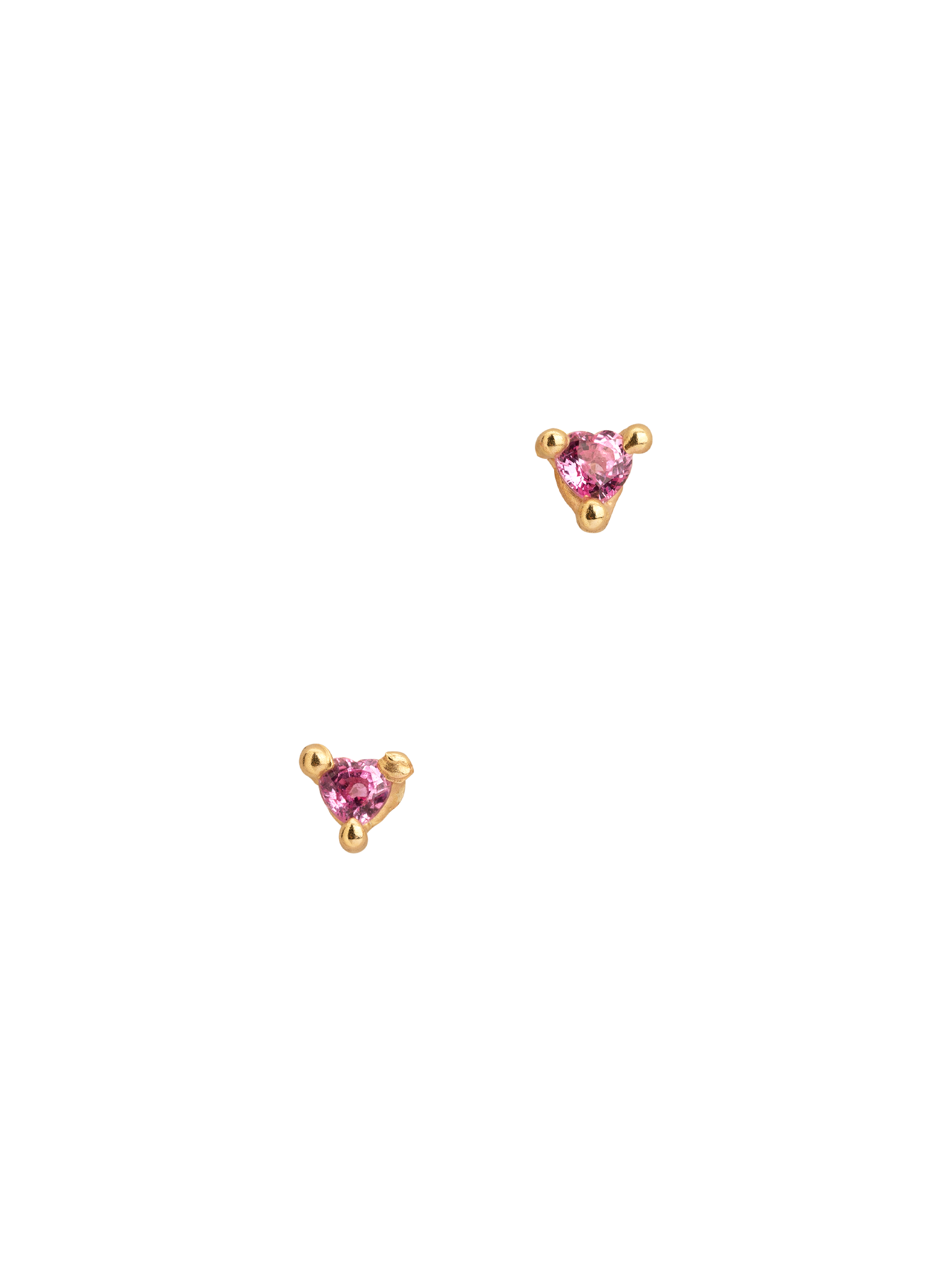 Pink heart sapphire studs