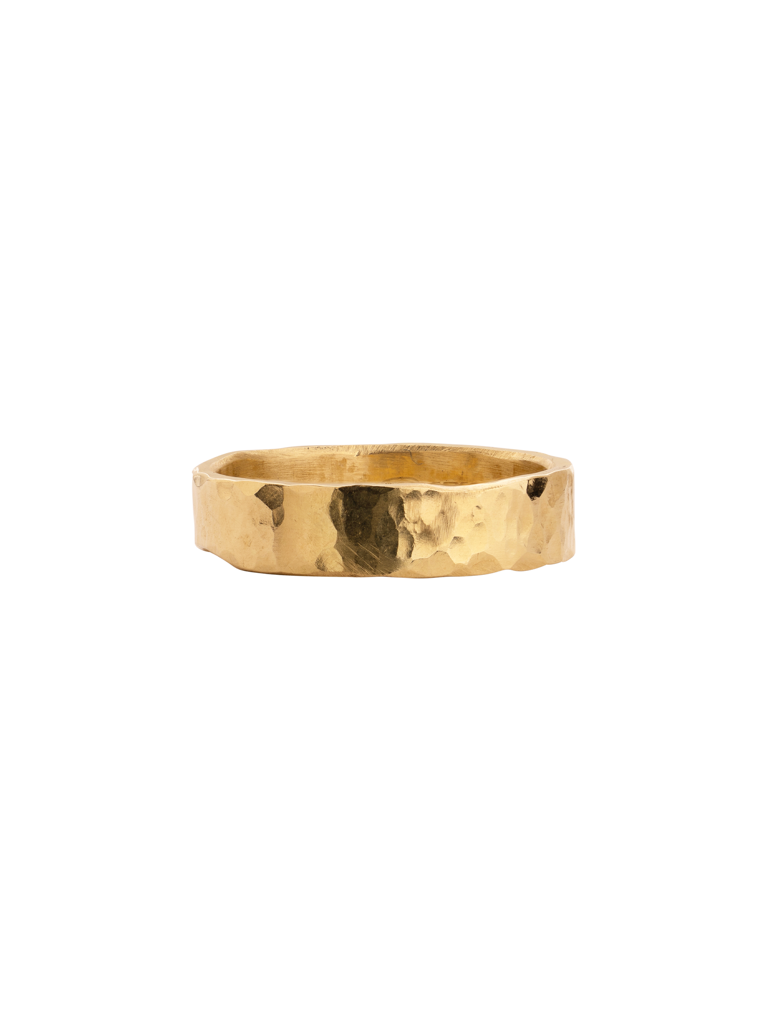 Wavy hammered gold ring