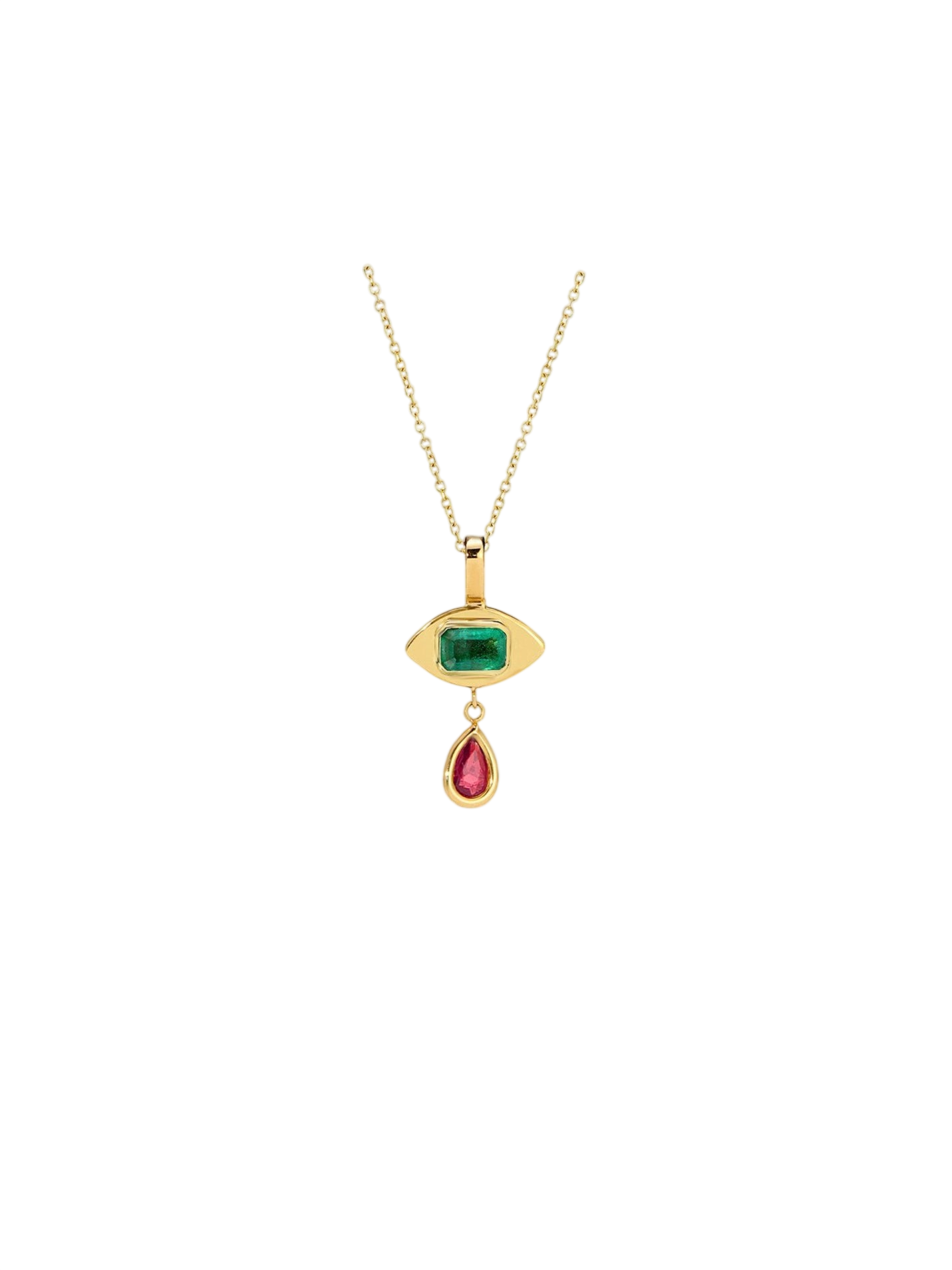 Tiny Eye Necklace in Emerald