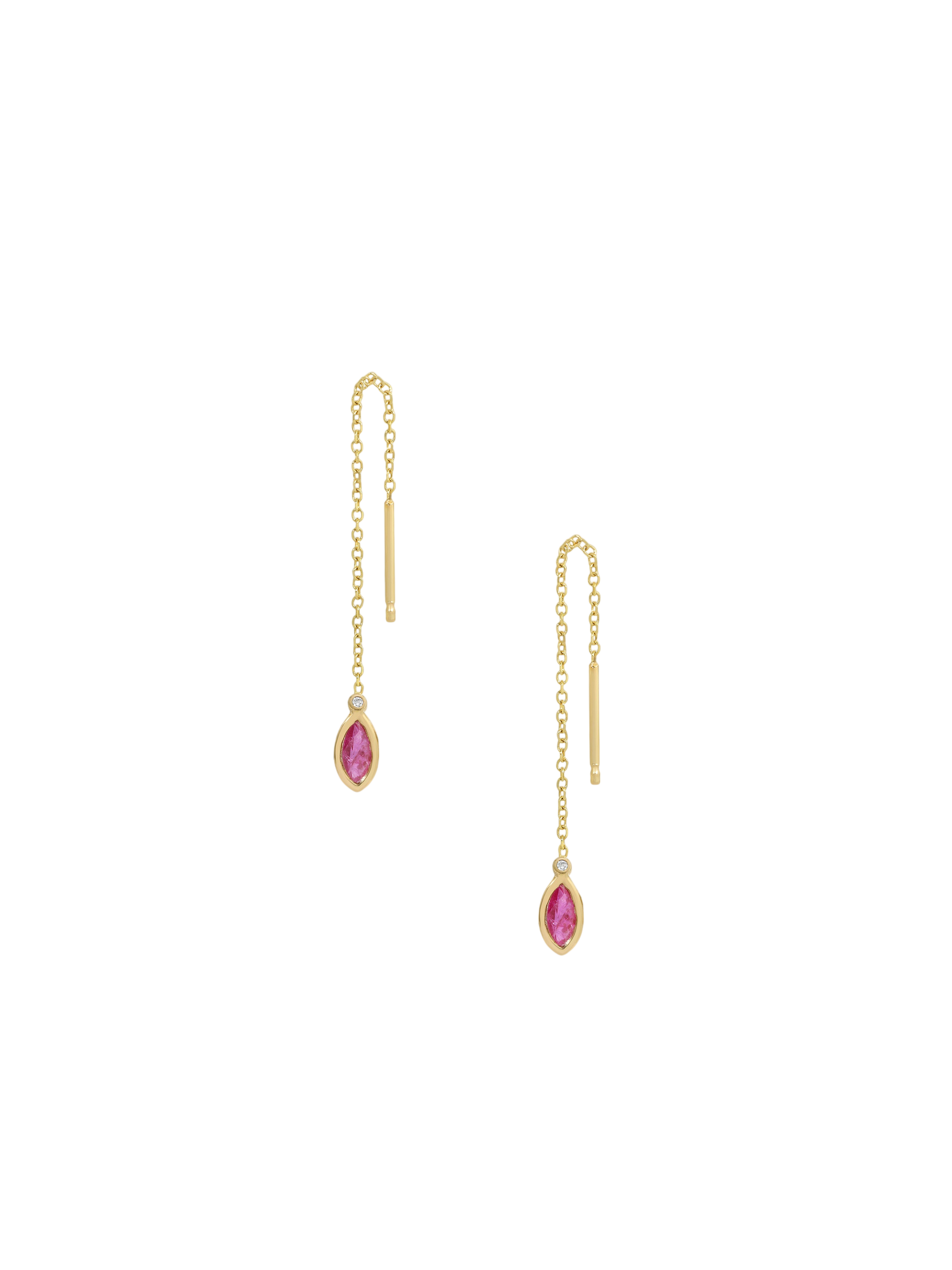 Threader Earrings in Pink Sapphire