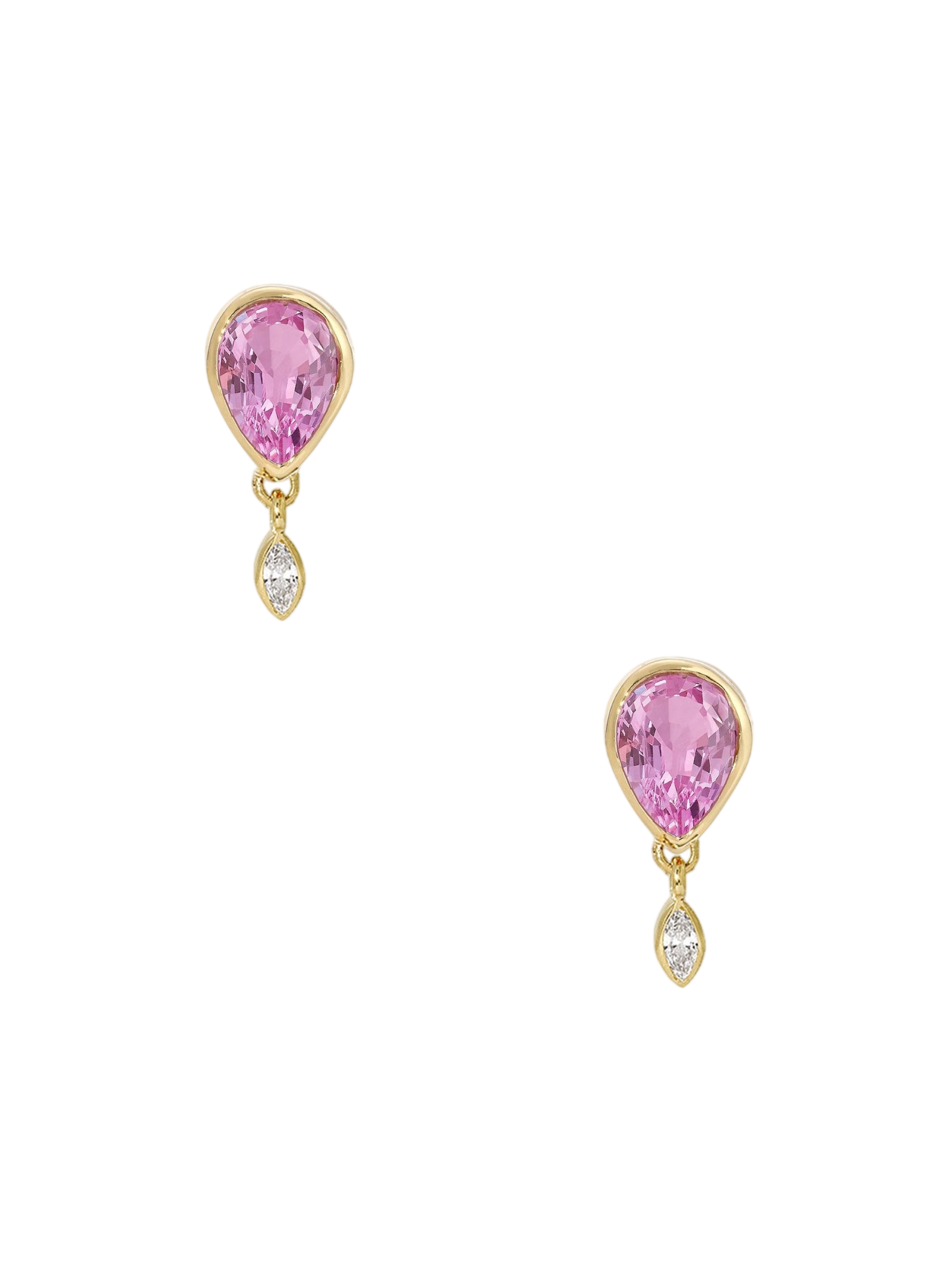 Pink Sapphire and Diamond Droplet Studs photo