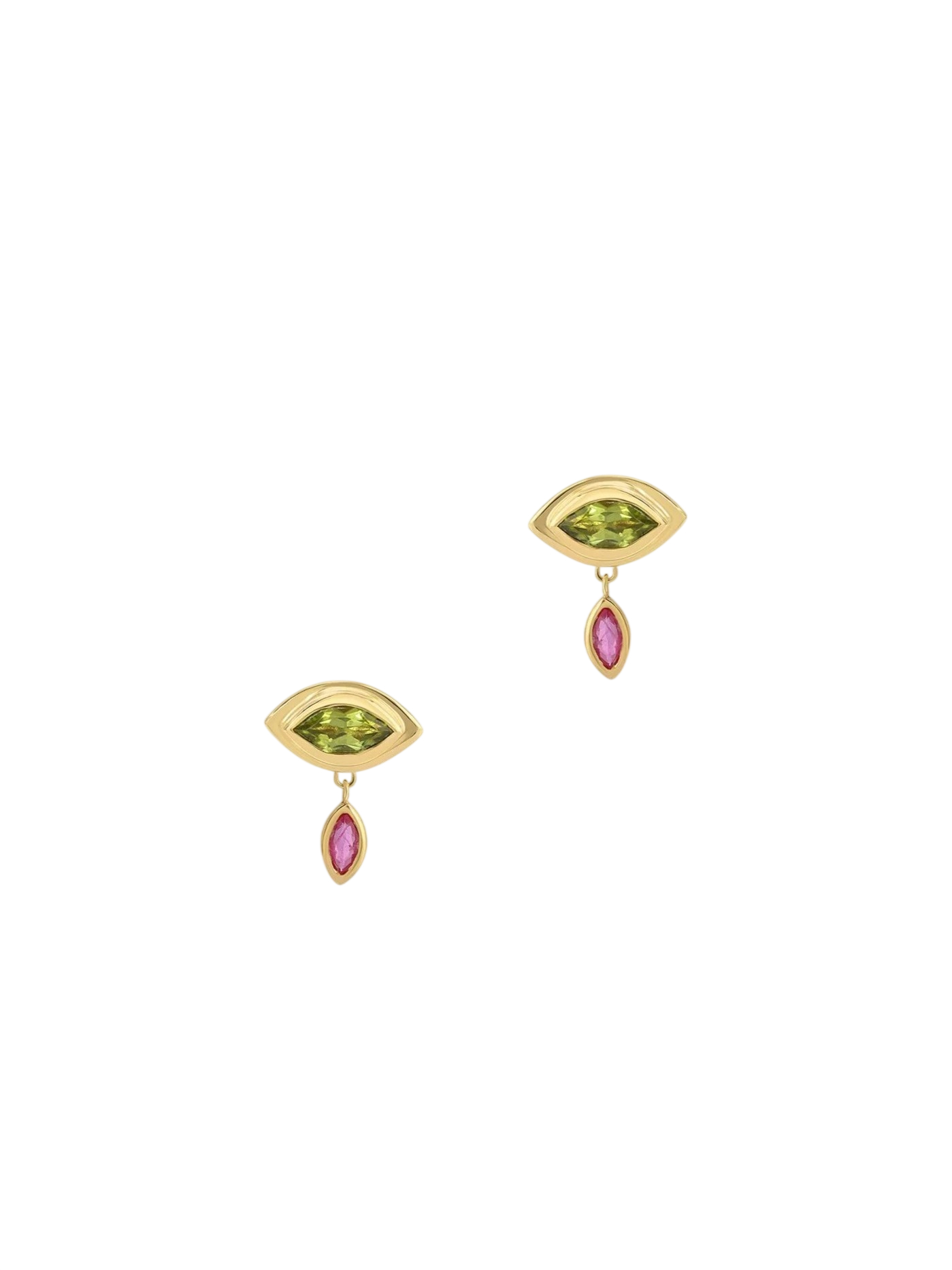 Eye Droplet Studs in Peridot