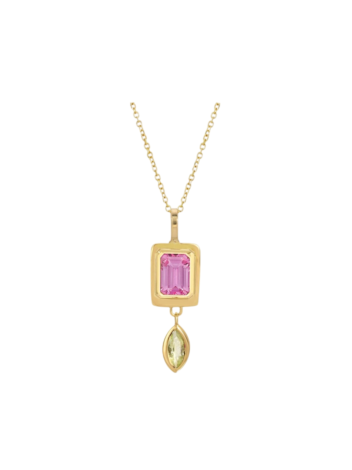 Tiny Pink Sapphire Raindrop Necklace
