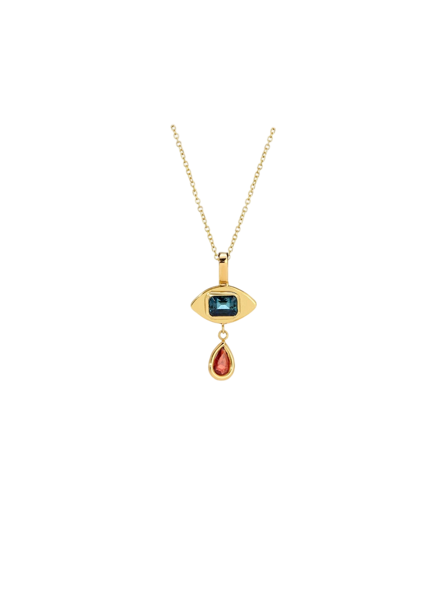Tiny Eye Necklace in Blue Tourmaline